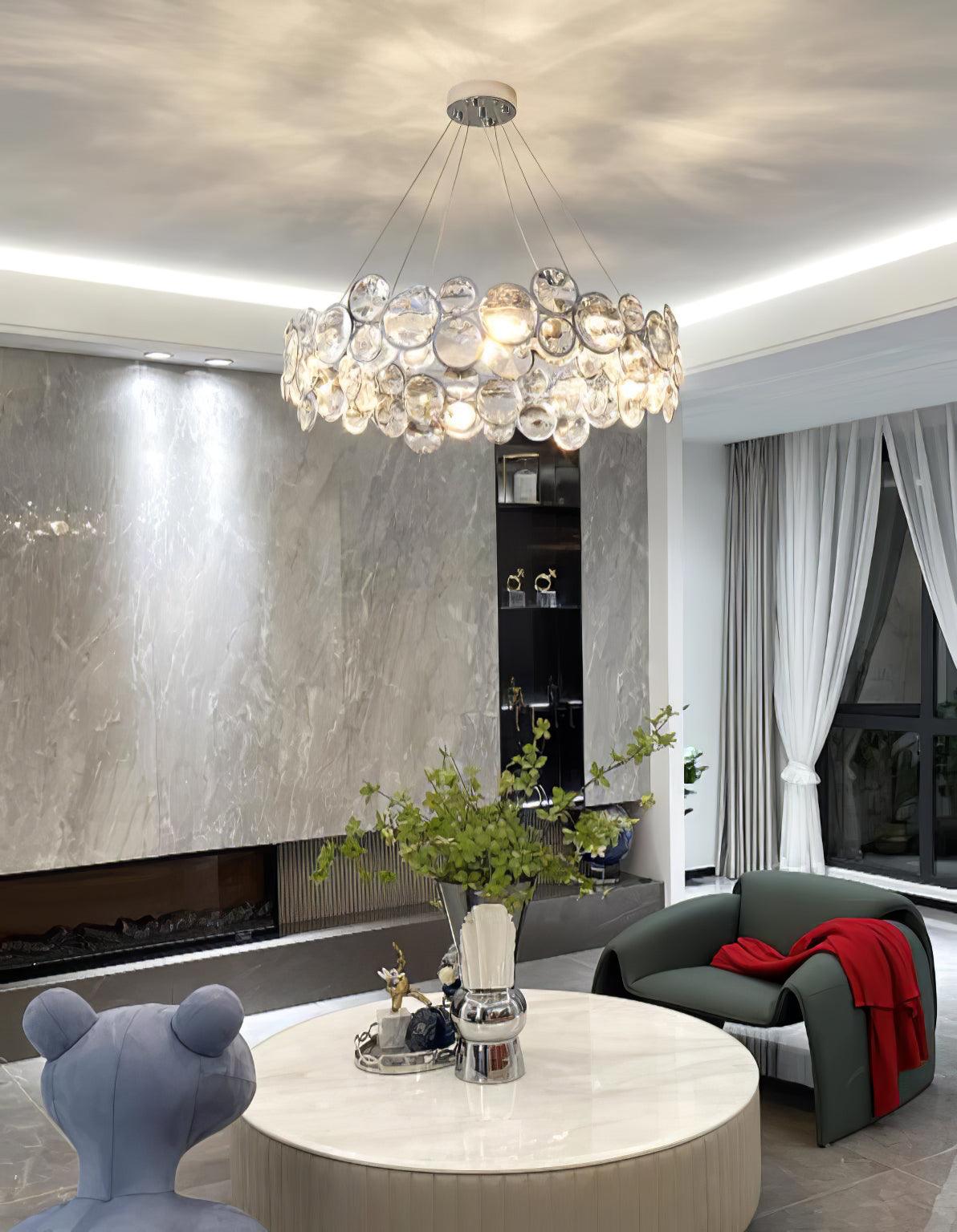 Cuthaiel Postmoderner Luxus Rund Chrom Kristall Kronleuchter-Letslighting