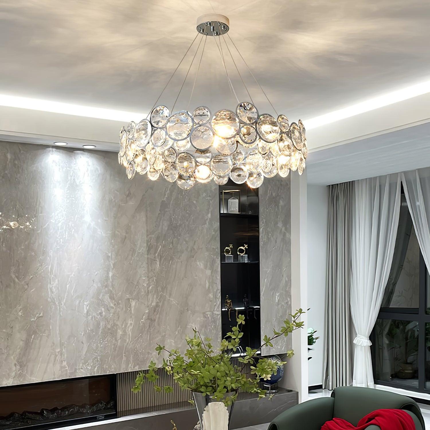 Cuthaiel Postmoderner Luxus Rund Chrom Kristall Kronleuchter-Letslighting