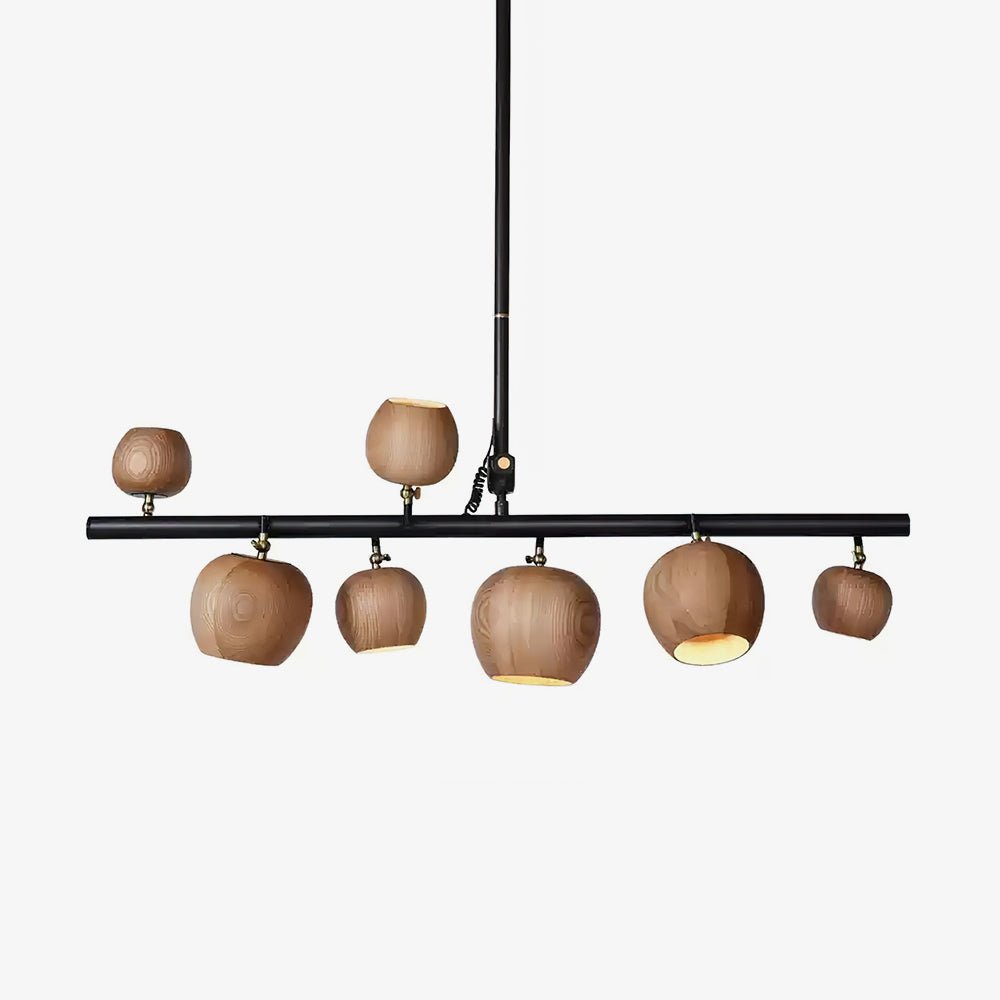 Avelira Rustikale Lineare Pendelleuchte aus Holzkugel-Letslighting