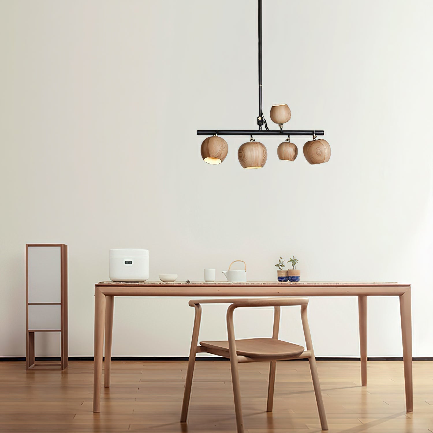 Avelira Rustikale Lineare Pendelleuchte aus Holzkugel-Letslighting