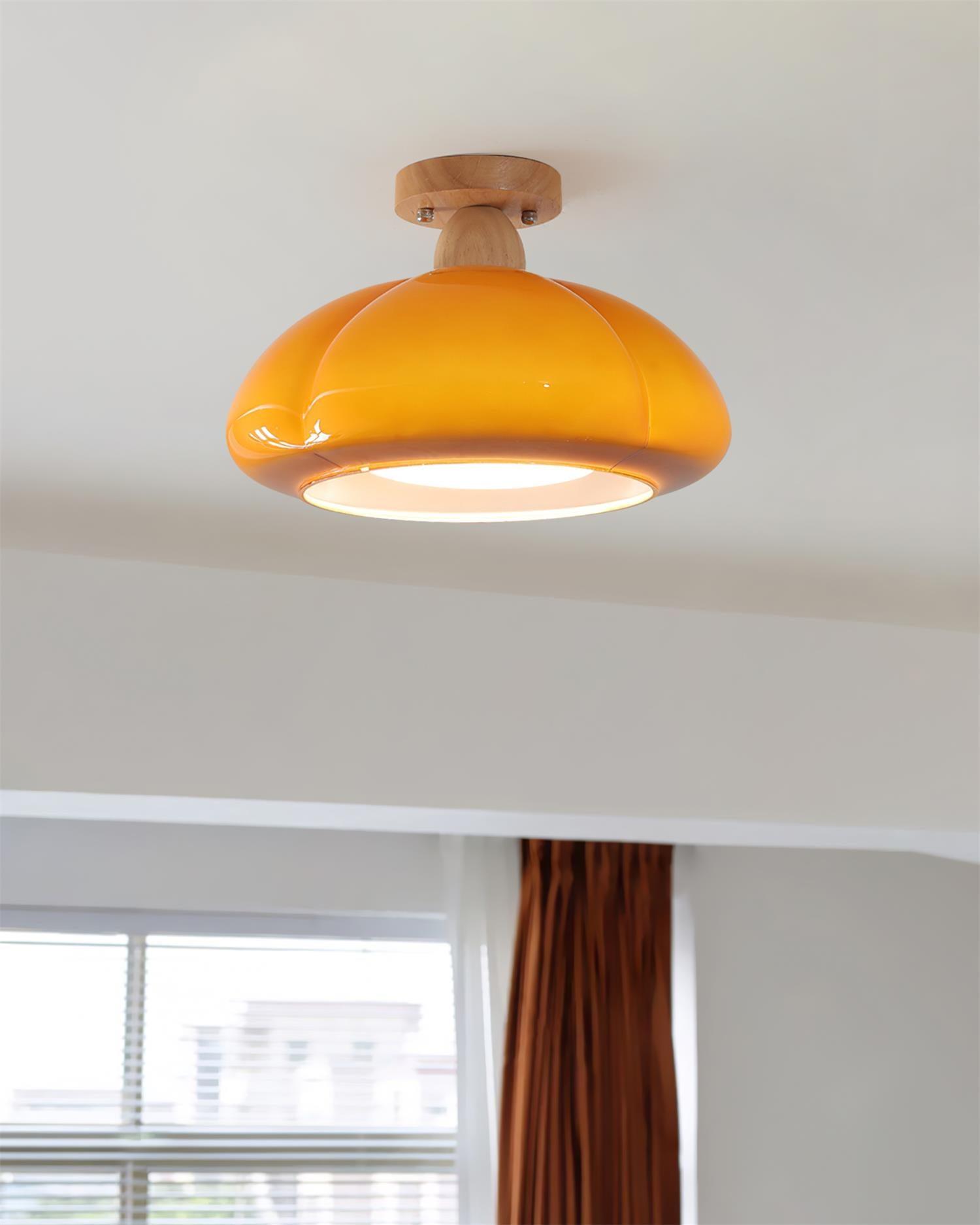 Ambrina Amber Glass Semi Flush Mount Ceiling Light - Letslighting