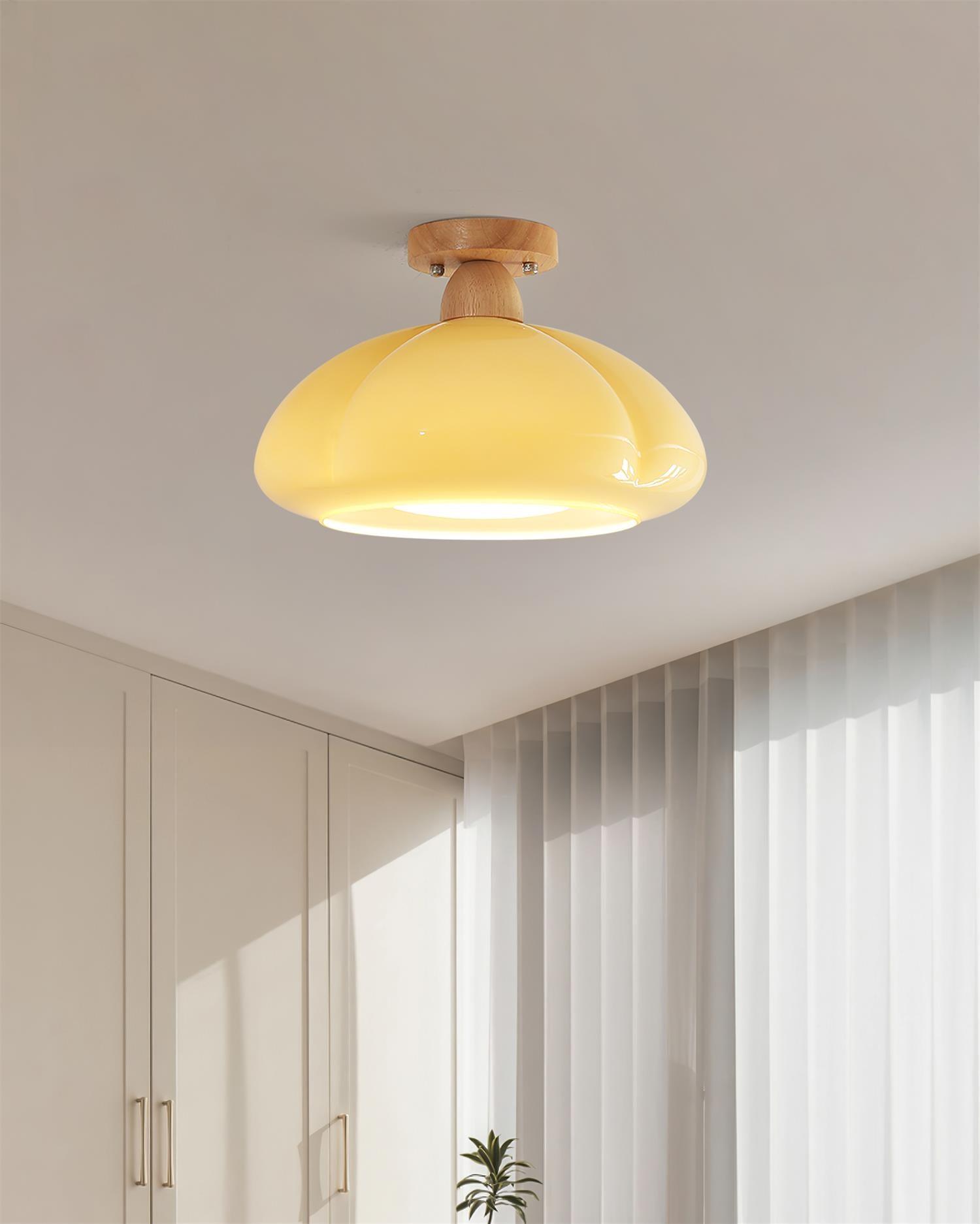 Ambrina Amber Glass Semi Flush Mount Ceiling Light - Letslighting