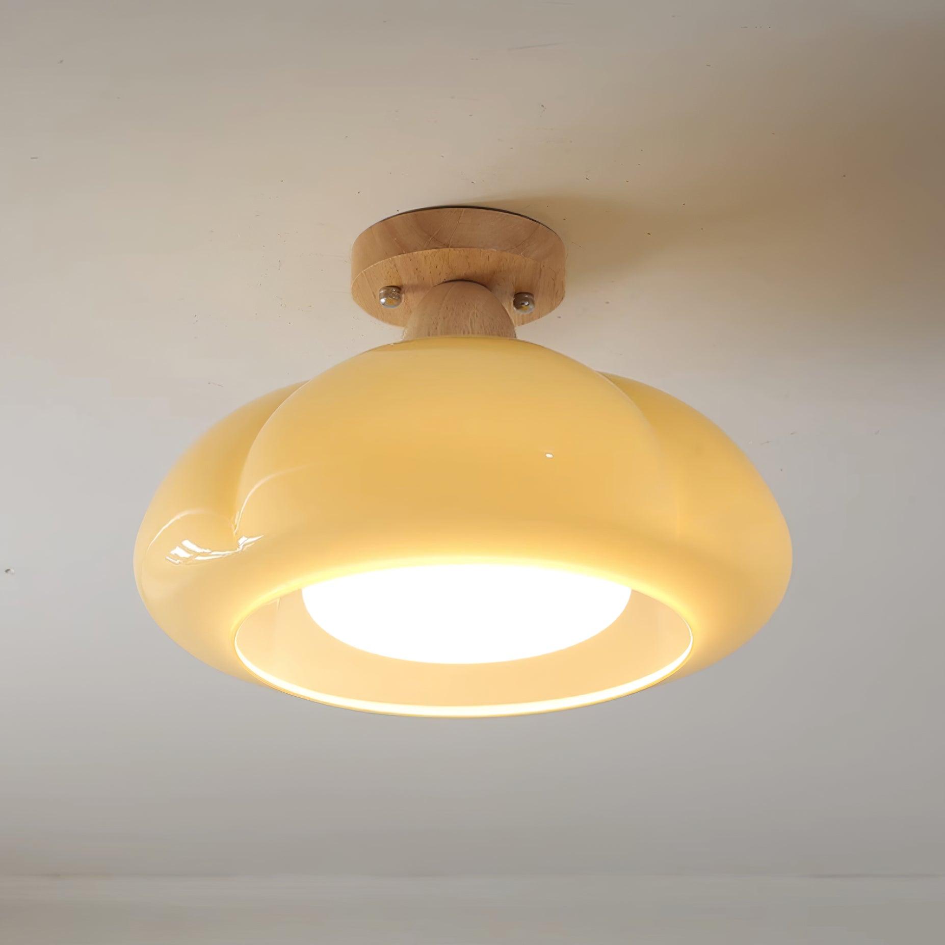 Ambrina Amber Glass Semi Flush Mount Ceiling Light - Letslighting