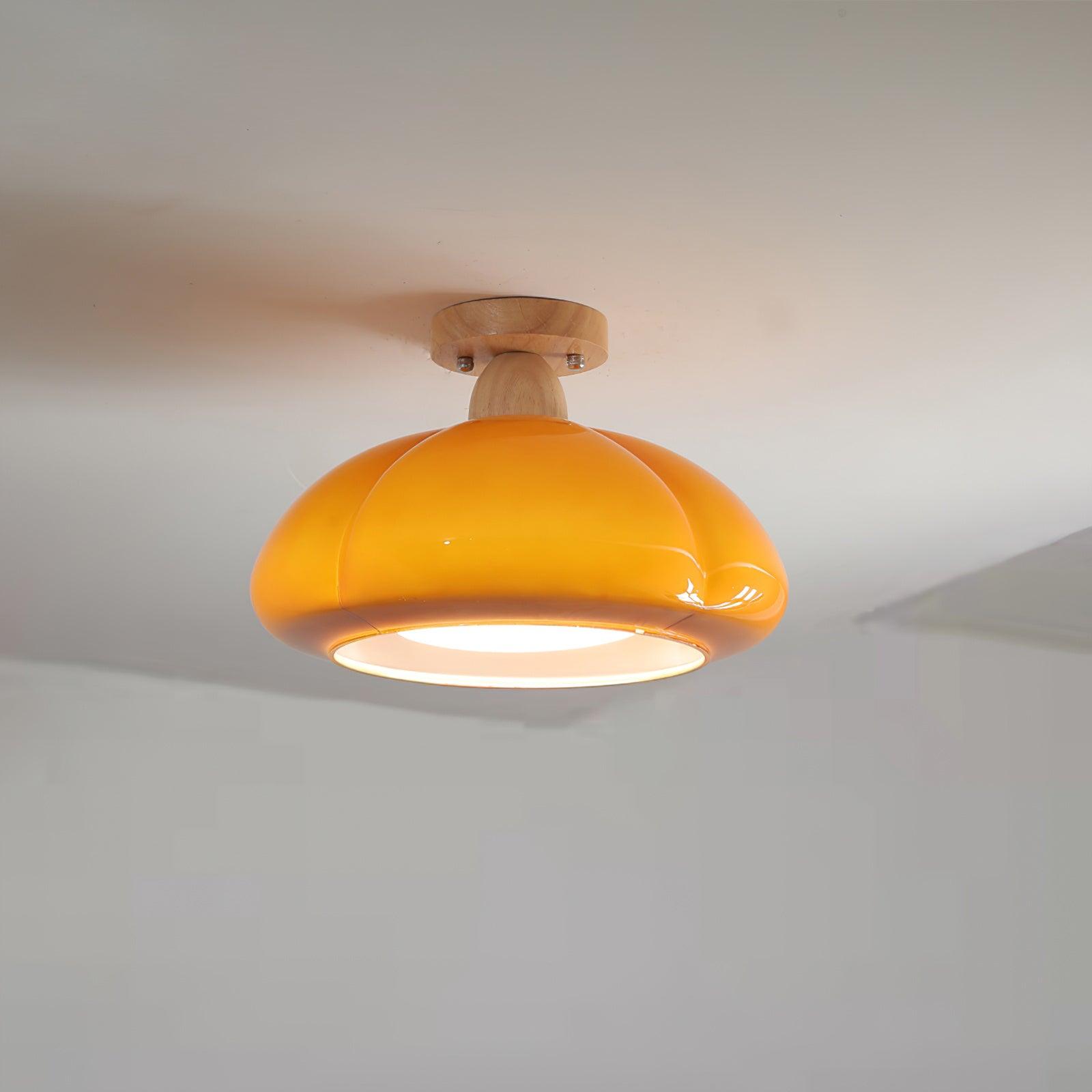 Ambrina Amber Glass Semi Flush Mount Ceiling Light - Letslighting