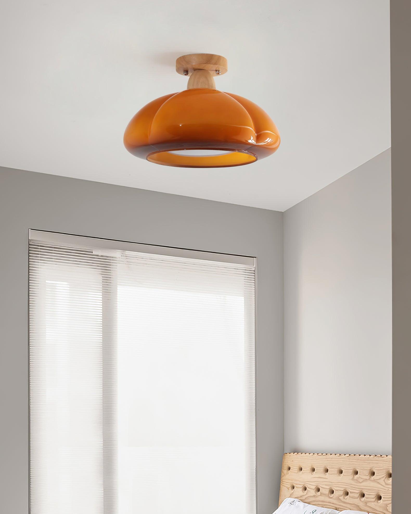 Ambrina Amber Glass Semi Flush Mount Ceiling Light - Letslighting