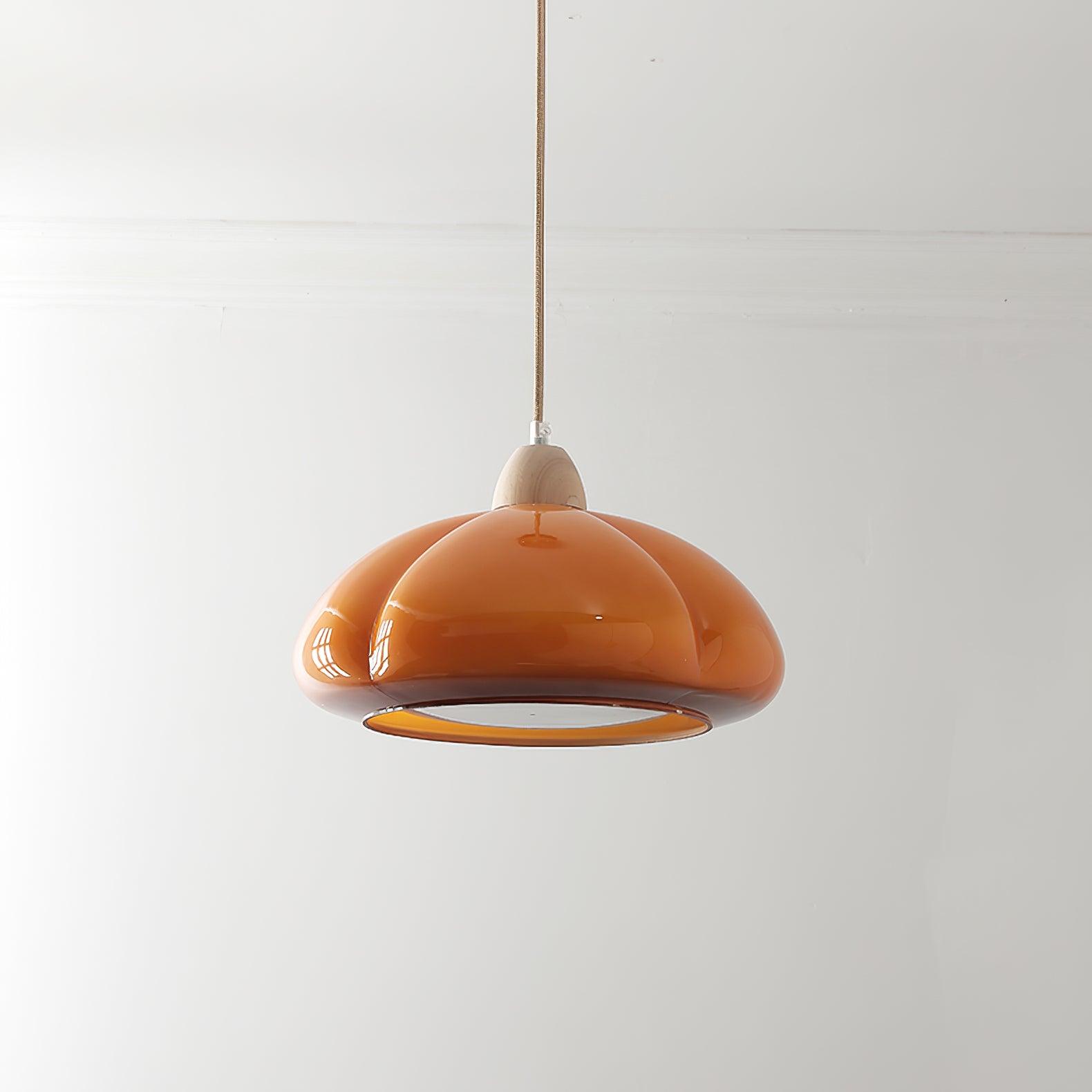 Pendelleuchte Abgerundeter Glasschirm Holzakzent Verspielt Modern-Letslighting