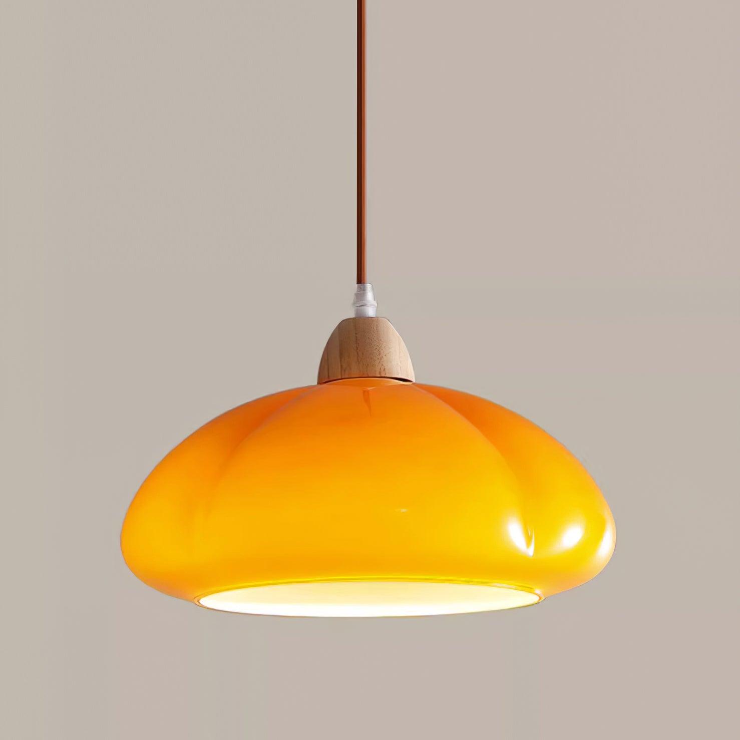 Pendelleuchte Abgerundeter Glasschirm Holzakzent Verspielt Modern-Letslighting