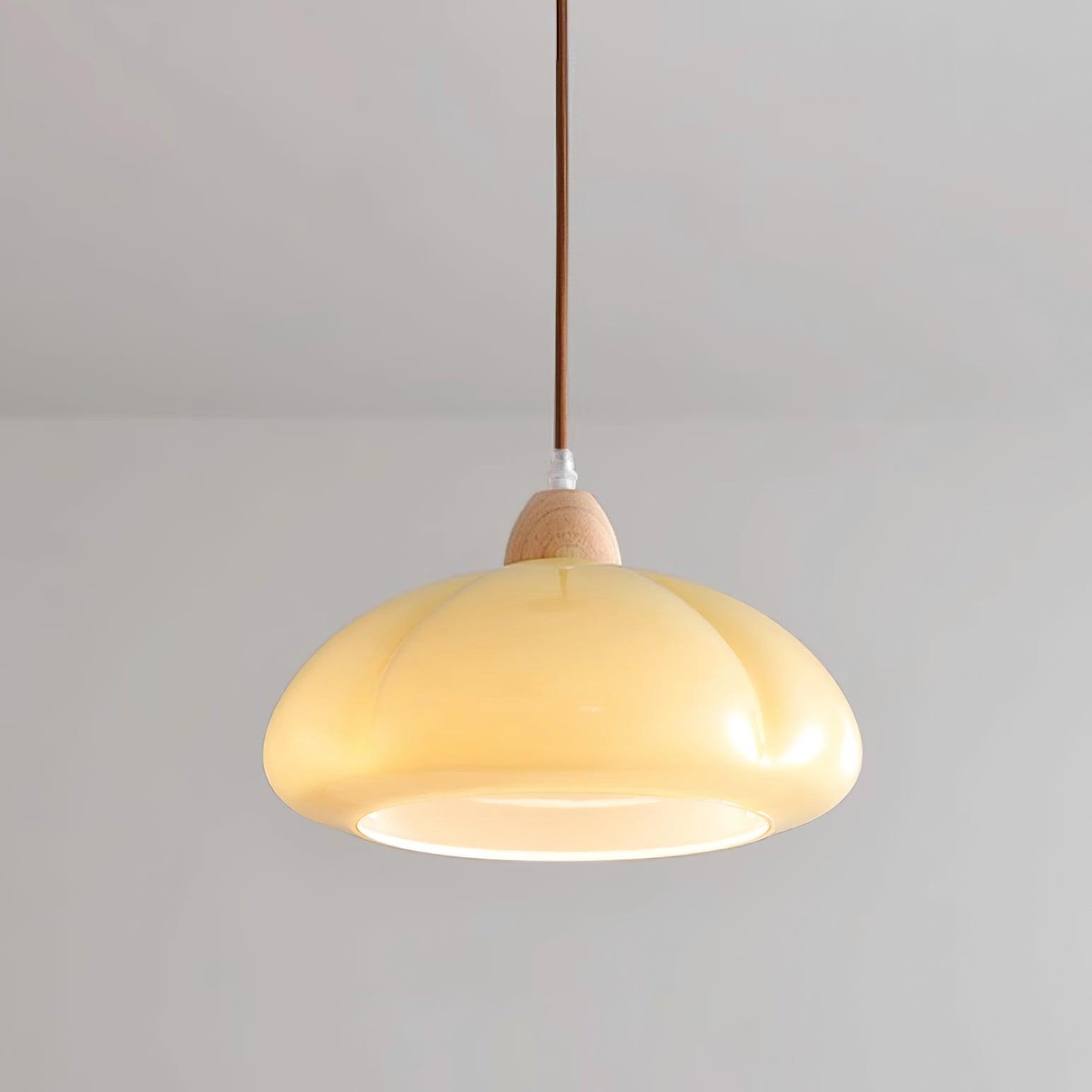 Pendelleuchte Abgerundeter Glasschirm Holzakzent Verspielt Modern-Letslighting