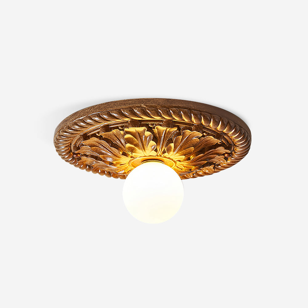 Corvella Vintage Geschnitzte Holz Aufbaumontierte Deckenleuchte-Letslighting