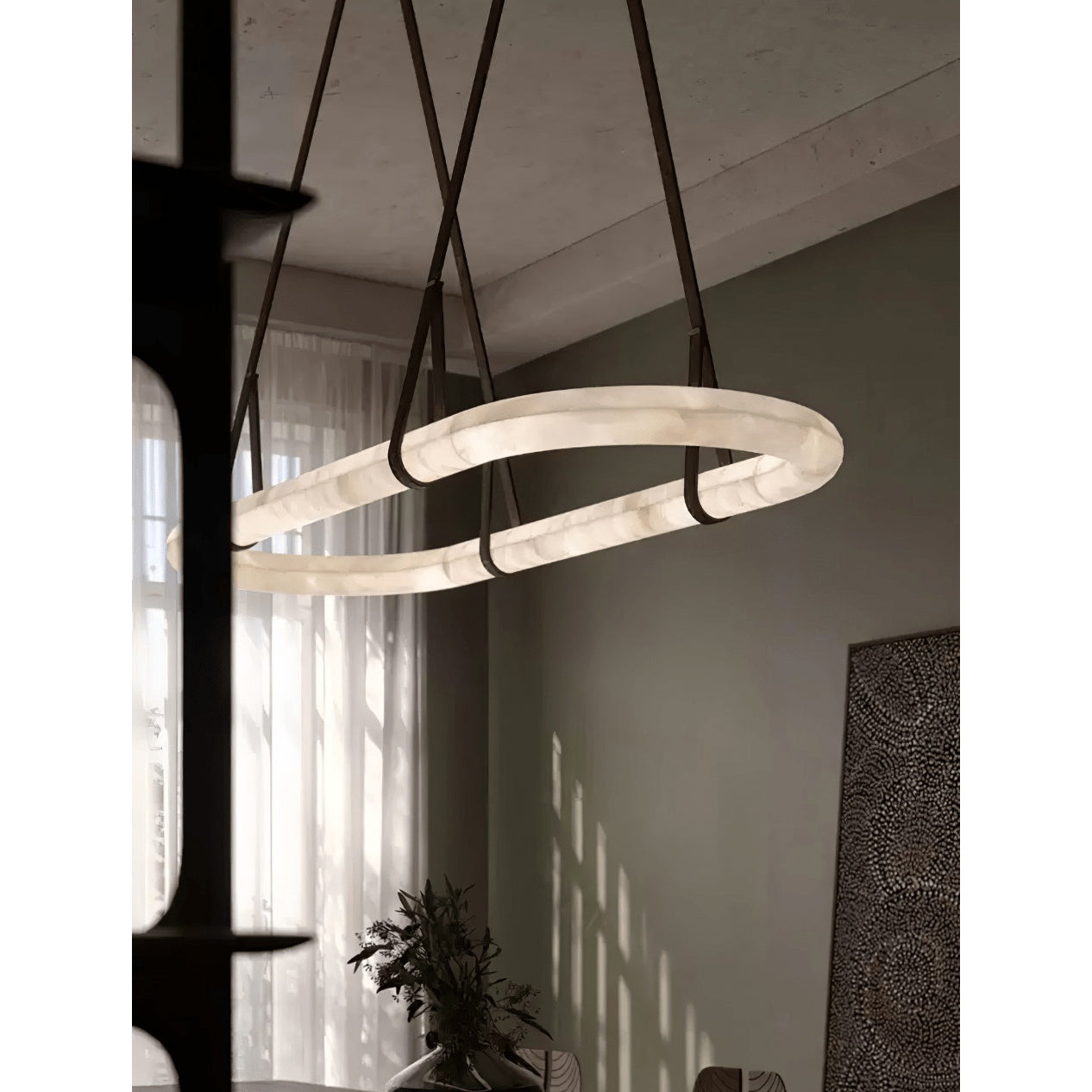 Vista Modern Minimalist Art Alabaster Metal Chandelier - Letslighting