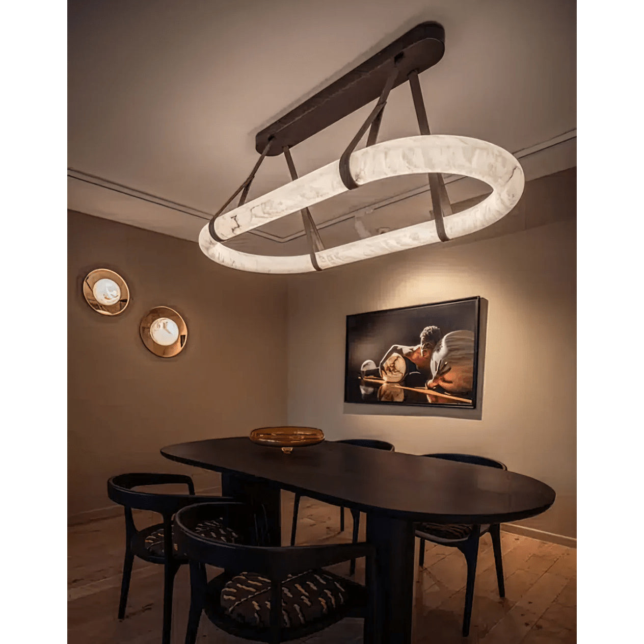 Vista Modern Minimalist Art Alabaster Metal Chandelier - Letslighting