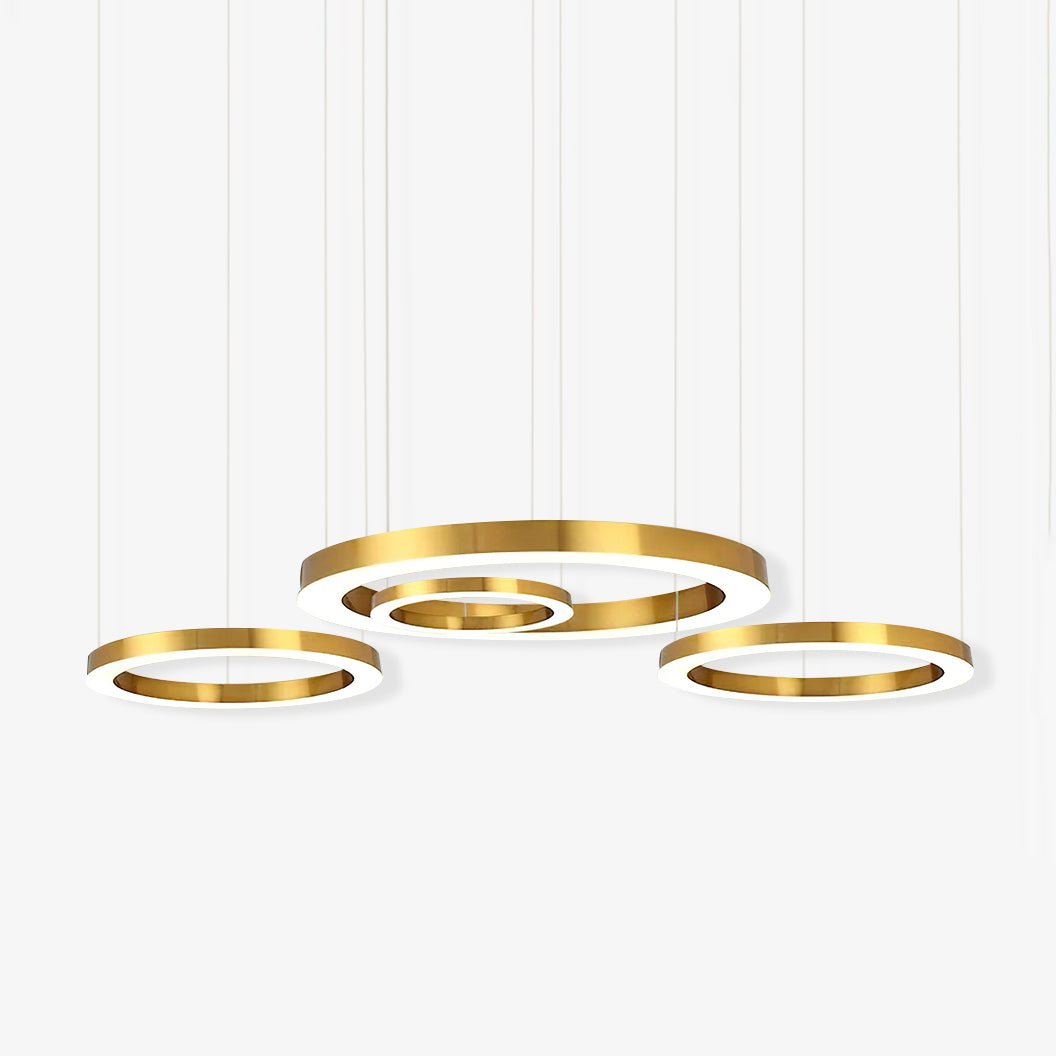 Lustra Pendelleuchte LED Ring Gold Modern 3 Ring-Letslighting