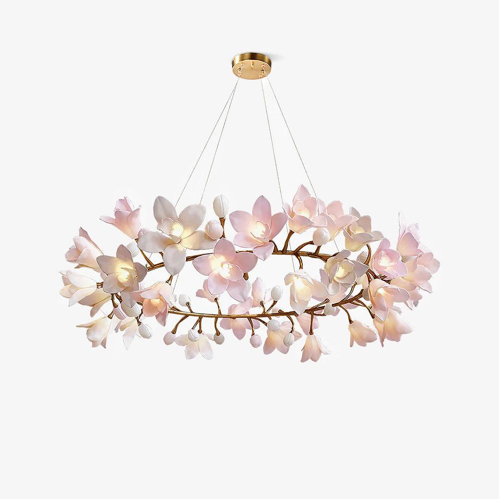 Lustra Kronleuchter Messing Keramik Blüte-Letslighting