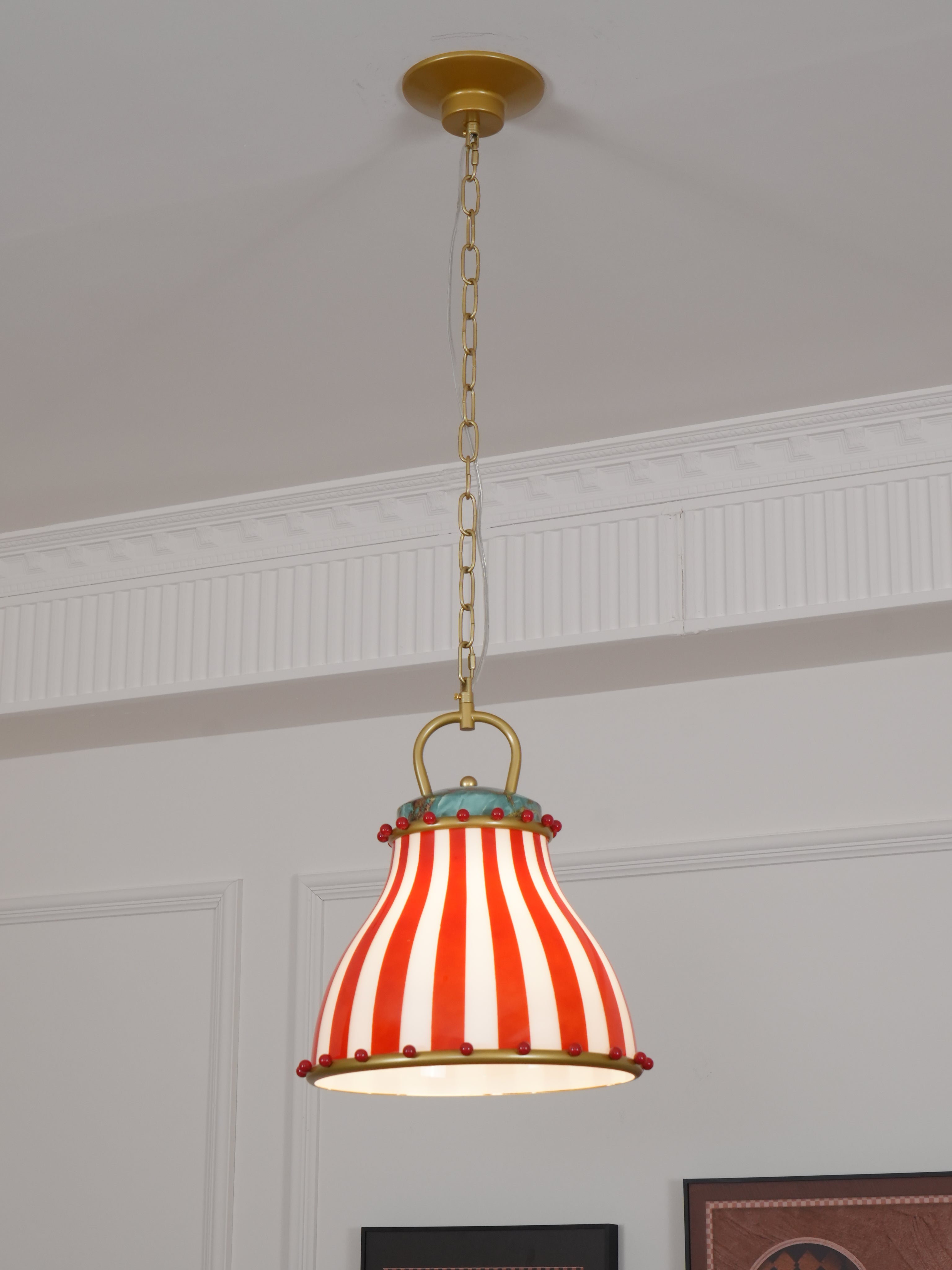 Red and white stripes Glass Pendant Lamp - Letslighting