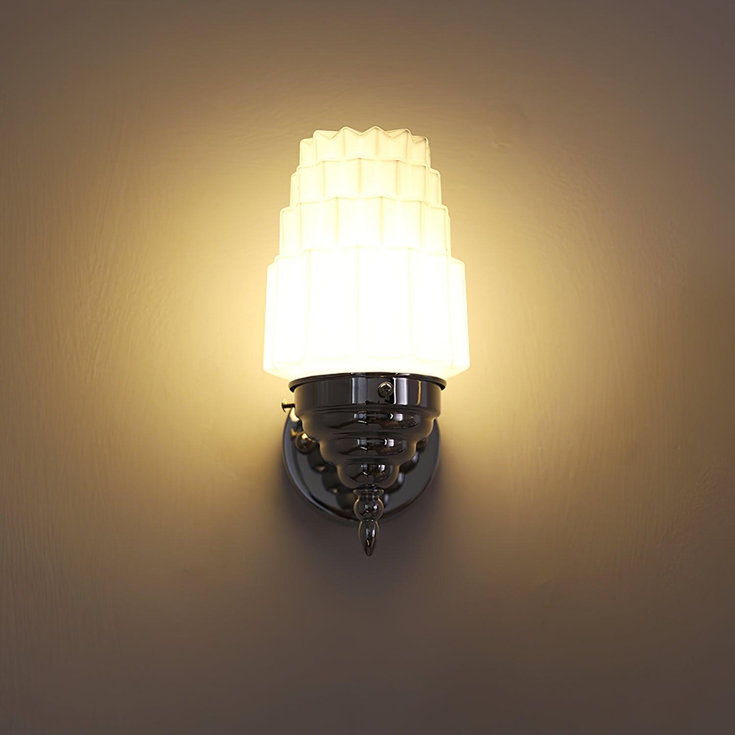 Wandleuchte Metall Körper Glas Zylinder Schirm Art Deco Schlafzimmer-Letslighting