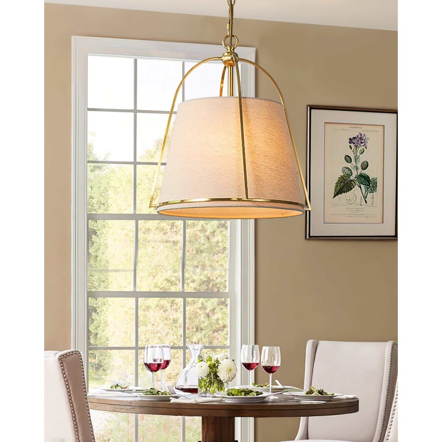 Yonder Traditionell Klassisch Messing Stoff Pendelleuchte-Letslighting