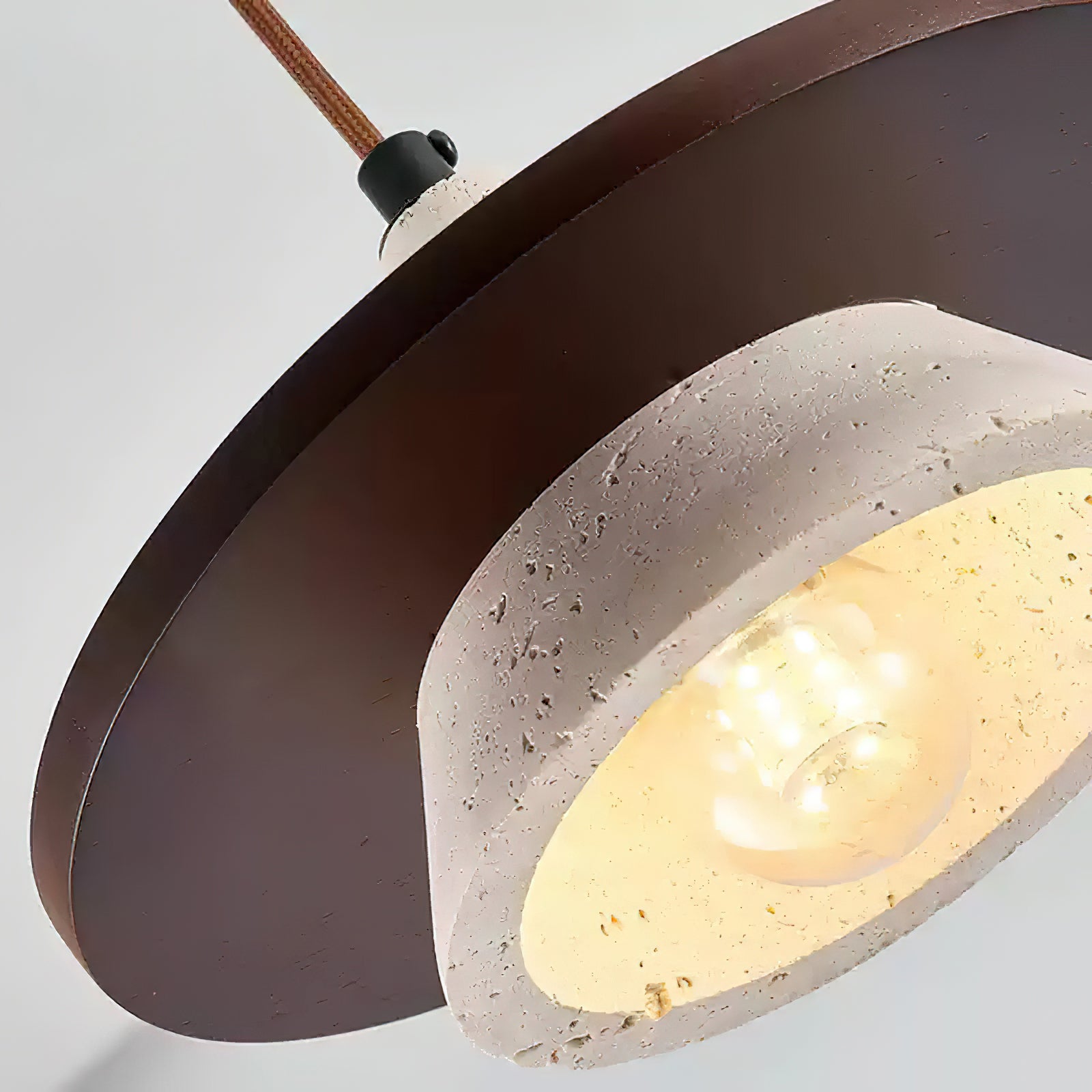 Ritta Pendant Light Wooen Disc Travertine - Letslighting
