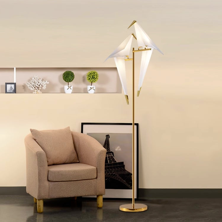 Arisha Vogel Tischlampe/Stehlampe, Gold, 1/2/3 Flammig, Metall, Schlafzimmer