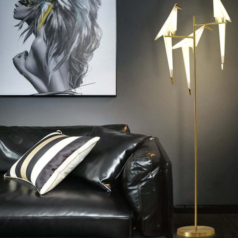 Arisha Vogel Tischlampe/Stehlampe, Gold, 1/2/3 Flammig, Metall, Schlafzimmer
