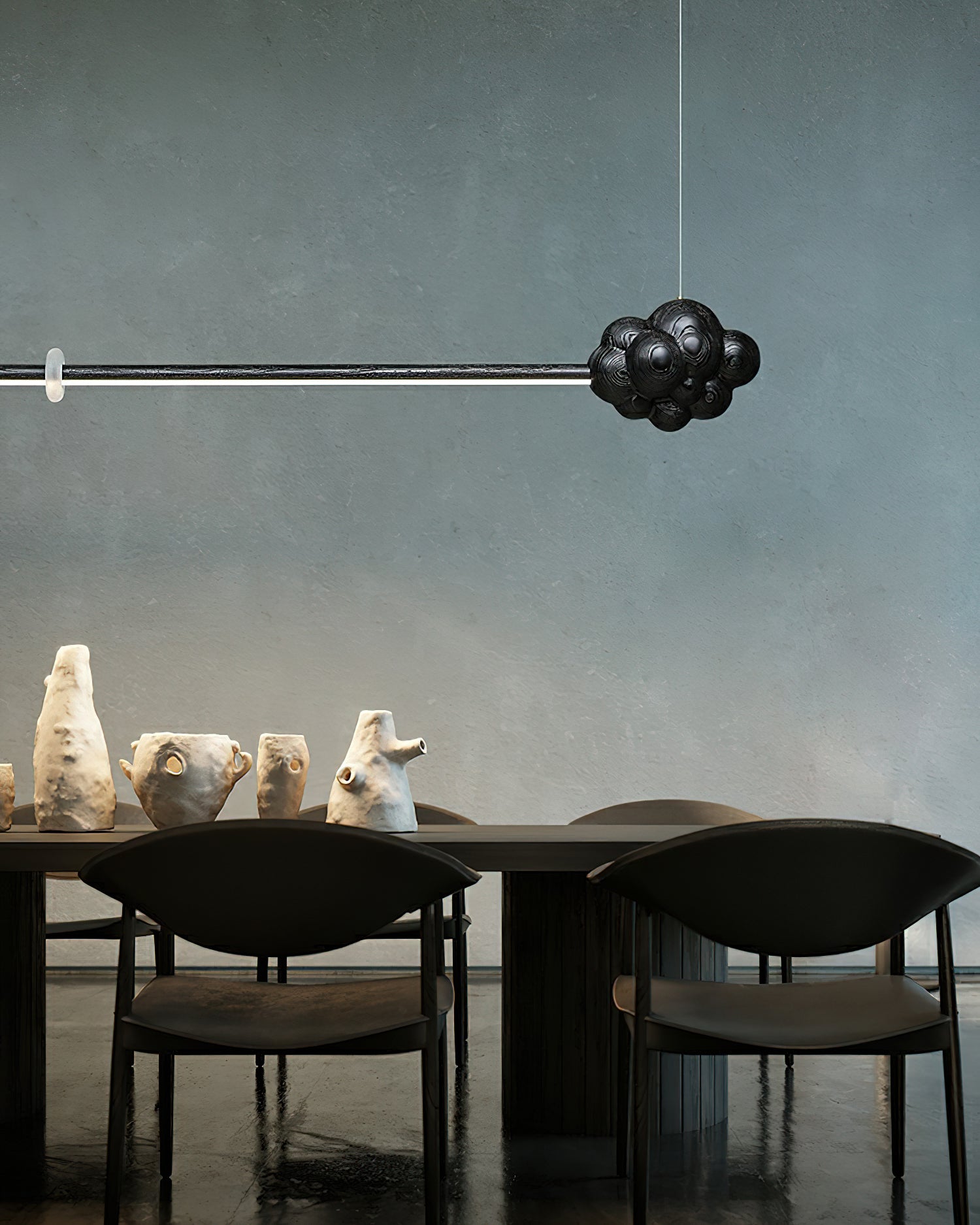 Lustra Pendelleuchte Holzstab Wolke Minimalistisch-Letslighting