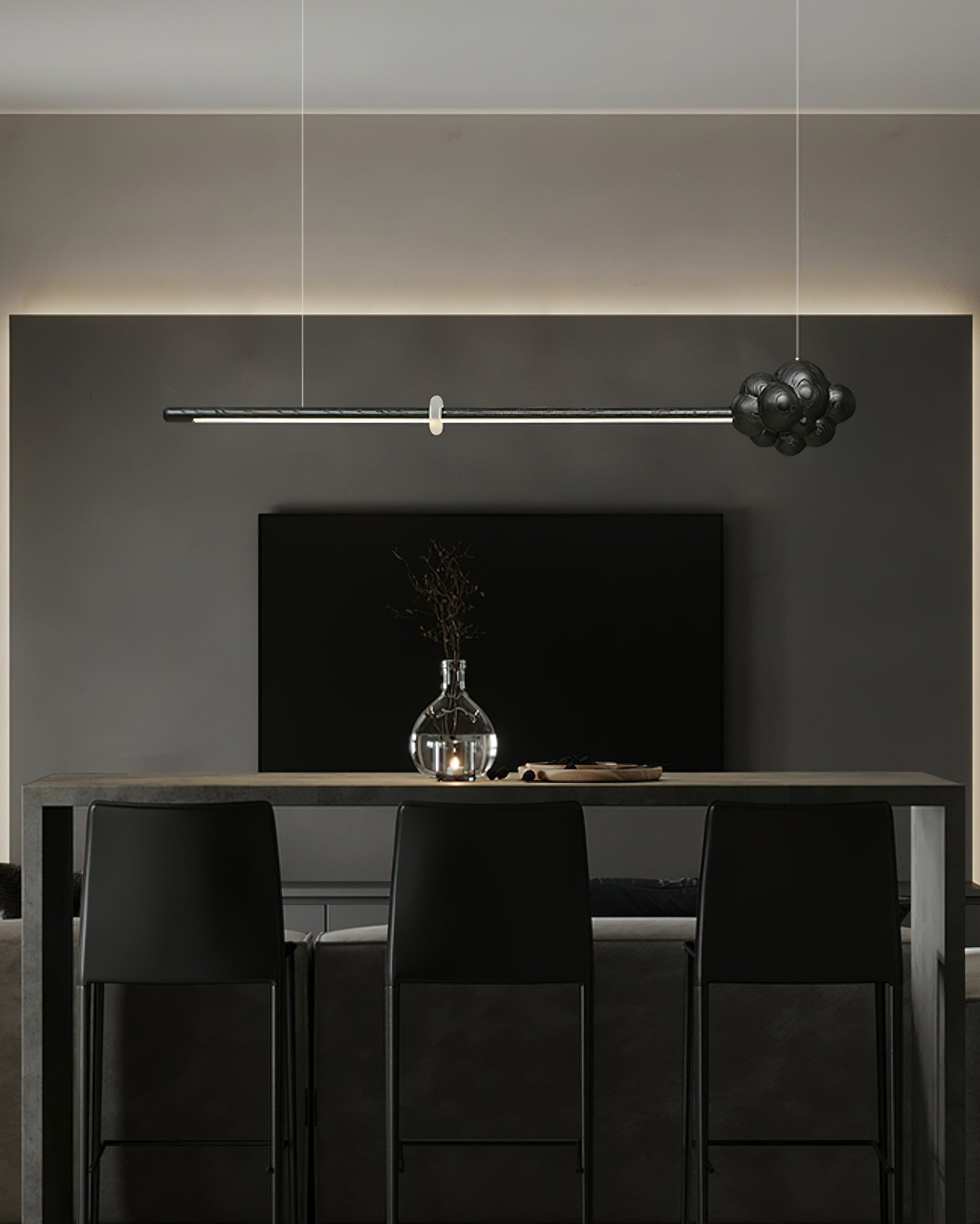 Lustra Pendelleuchte Holzstab Wolke Minimalistisch-Letslighting