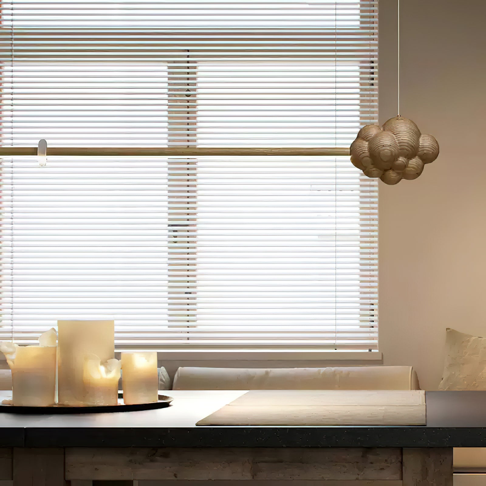 Lustra Pendelleuchte Holzstab Wolke Minimalistisch-Letslighting