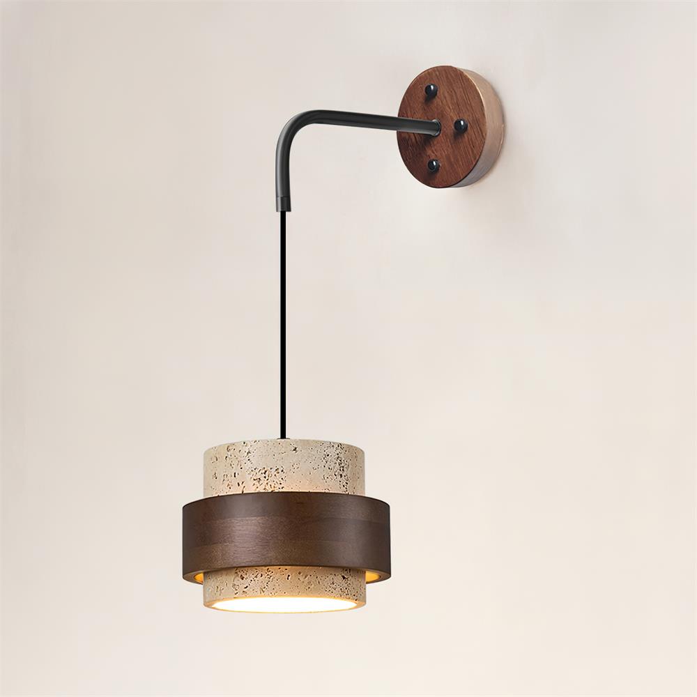 Wall Lamp Travertine and Walnut Accent Modern Minimalist - Letslighting
