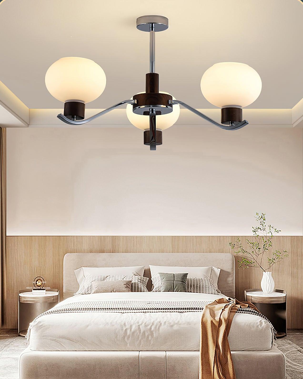 Lustra Kronleuchter Chrom Walnuss Elegant-Letslighting