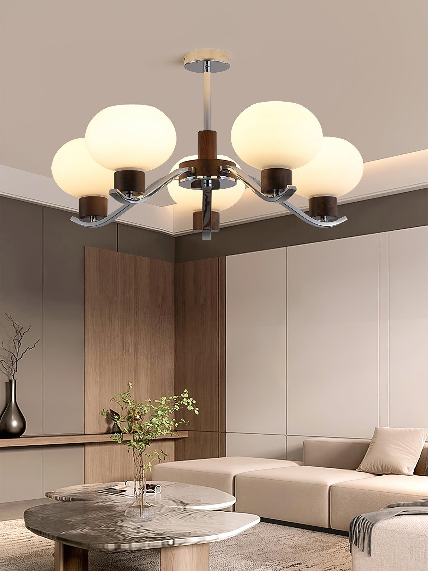 Lustra Kronleuchter Chrom Walnuss Elegant-Letslighting