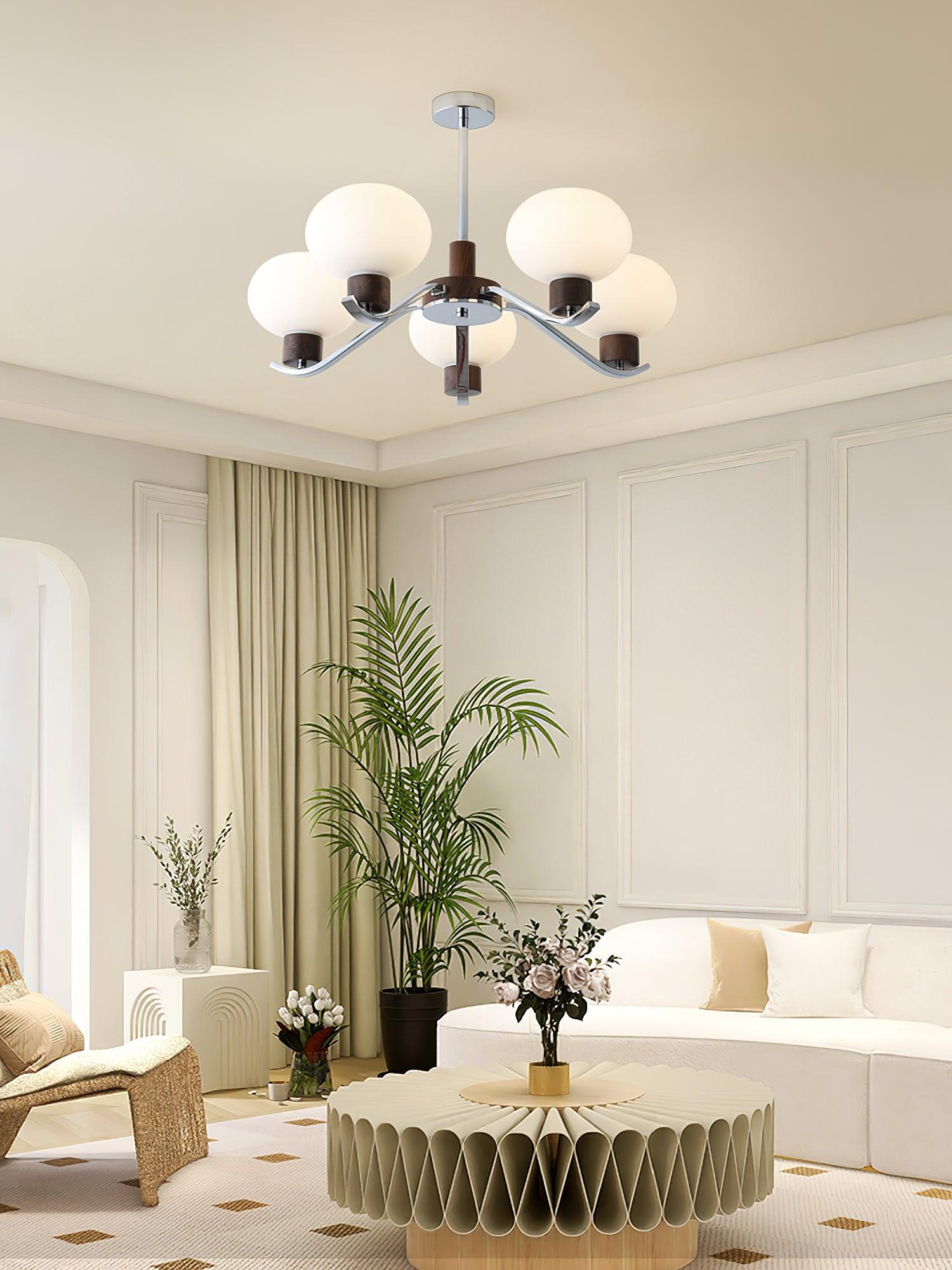 Lustra Kronleuchter Chrom Walnuss Elegant-Letslighting