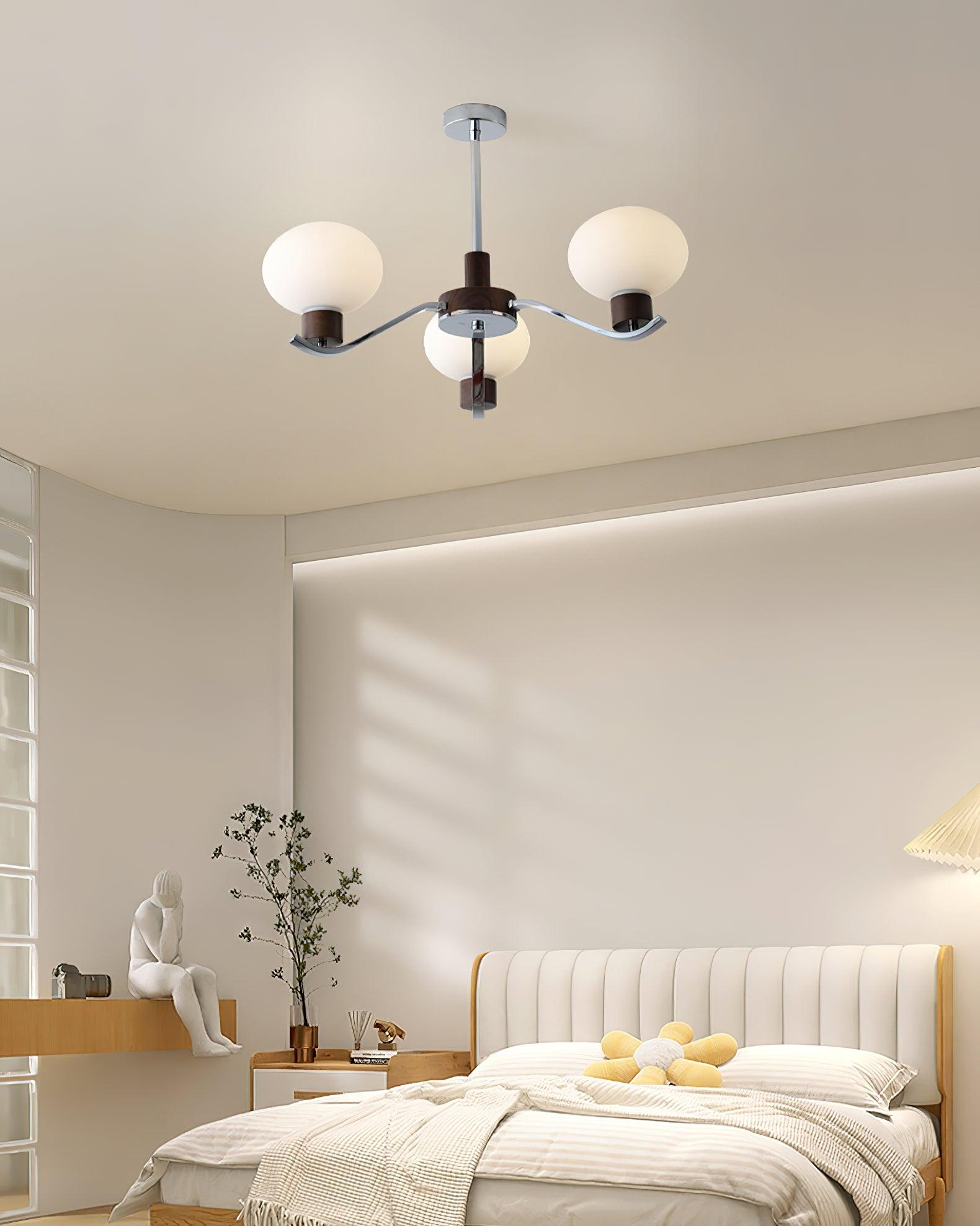 Lustra Kronleuchter Chrom Walnuss Elegant-Letslighting