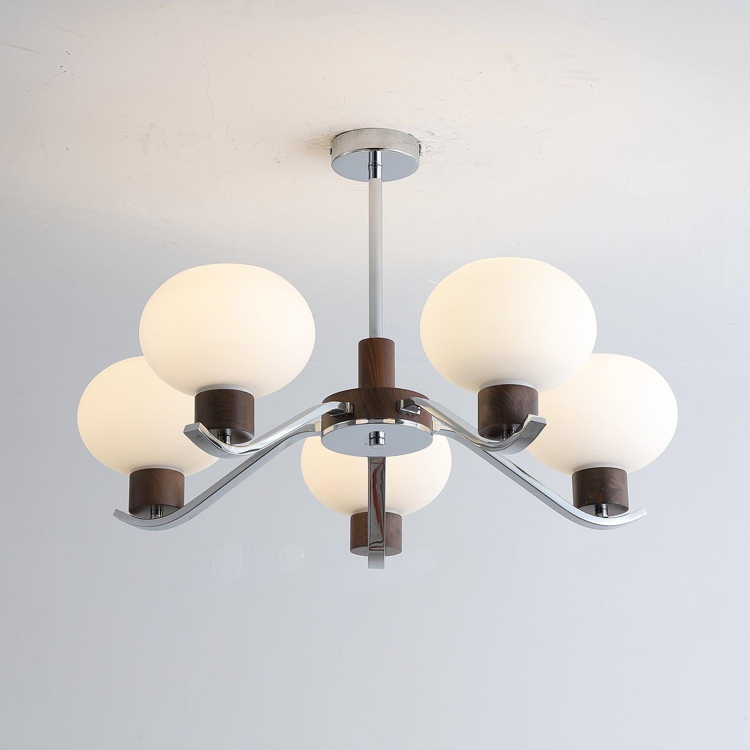 Lustra Kronleuchter Chrom Walnuss Elegant-Letslighting