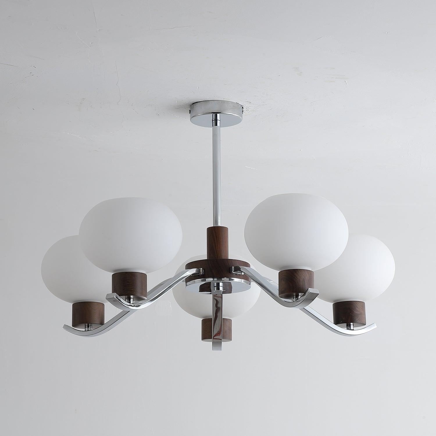 Lustra Kronleuchter Chrom Walnuss Elegant-Letslighting