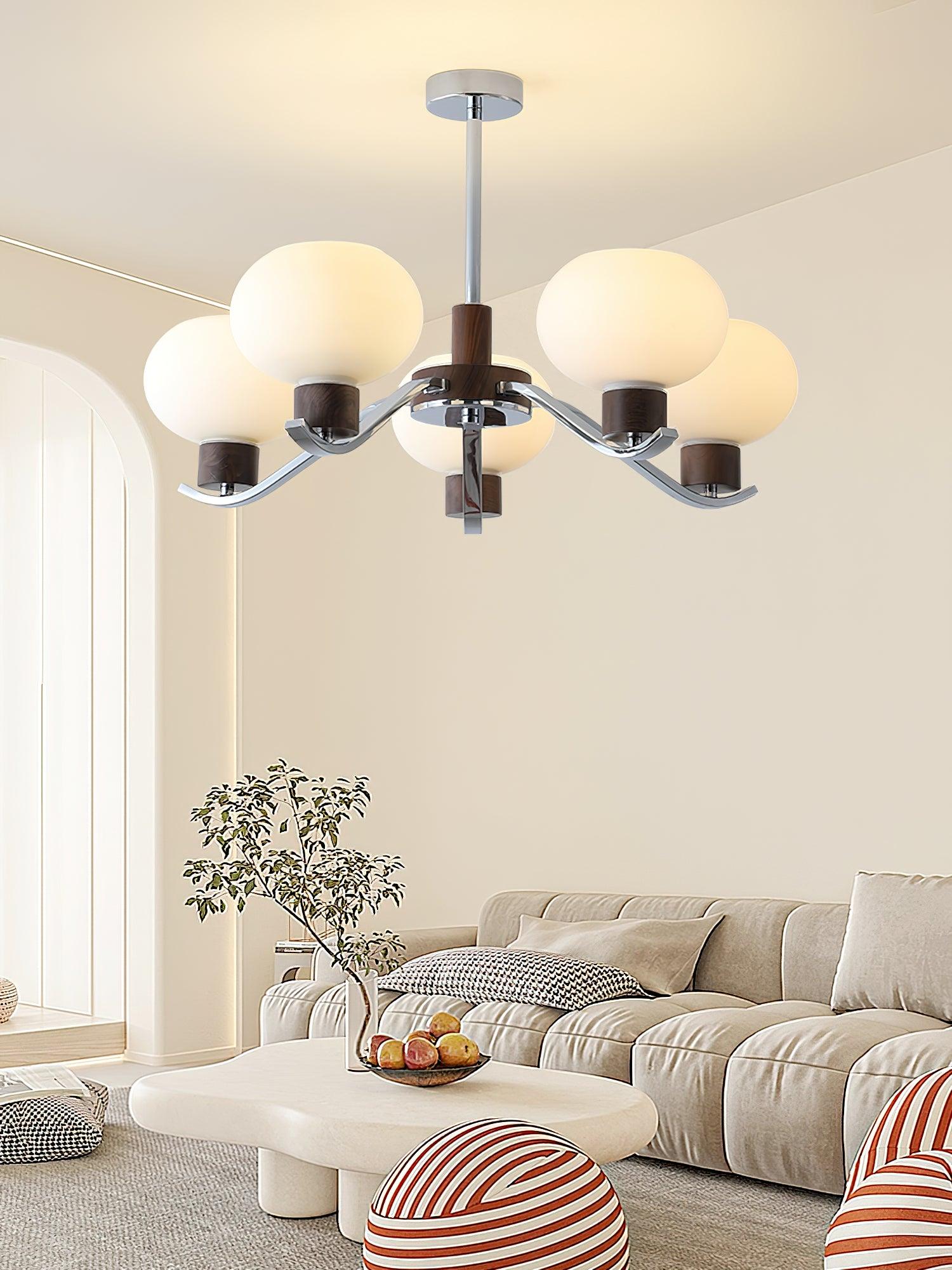 Lustra Kronleuchter Chrom Walnuss Elegant-Letslighting