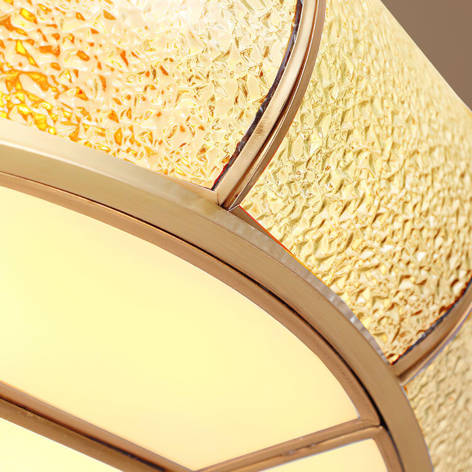 Ulrinara Postmoderne Luxus-Deckenleuchte "Drum" in Messing und Glas-Letslighting