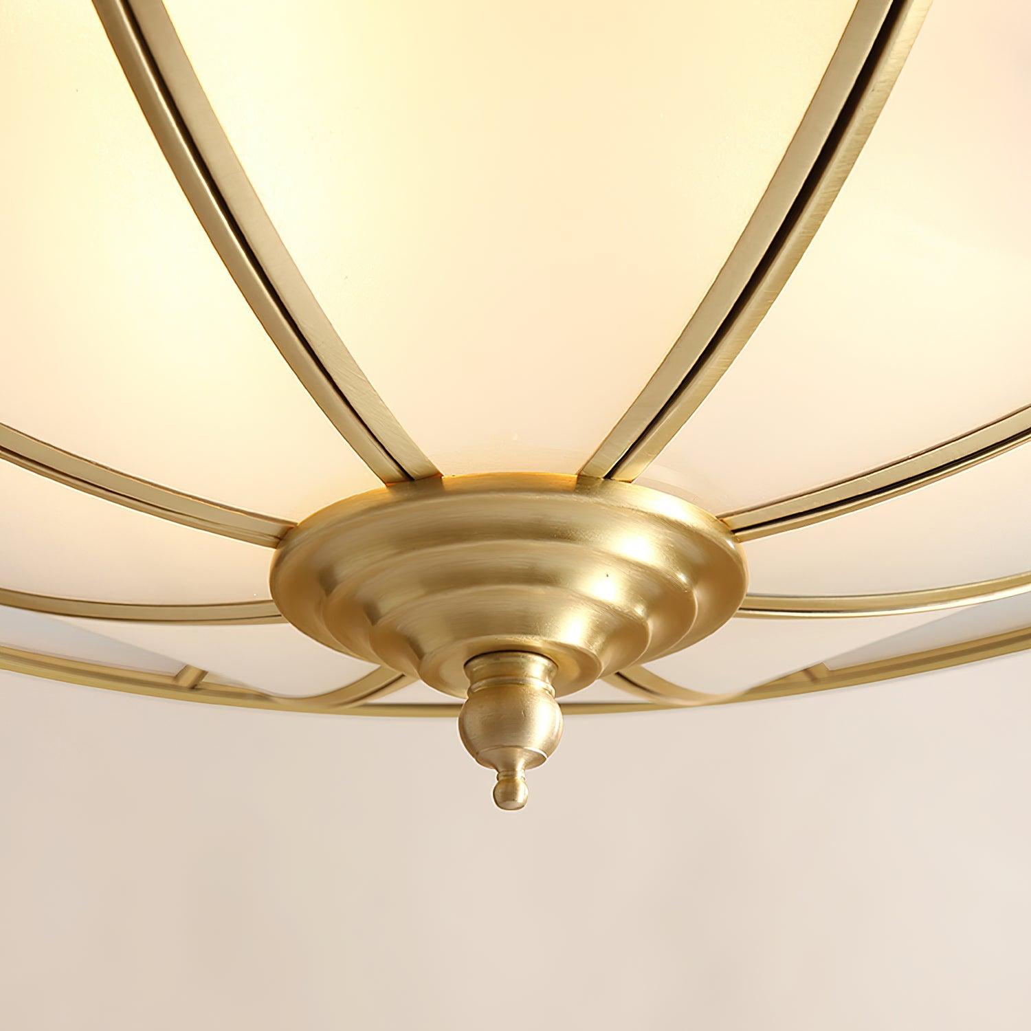 Ulrinara Postmoderne Luxus-Deckenleuchte "Drum" in Messing und Glas-Letslighting