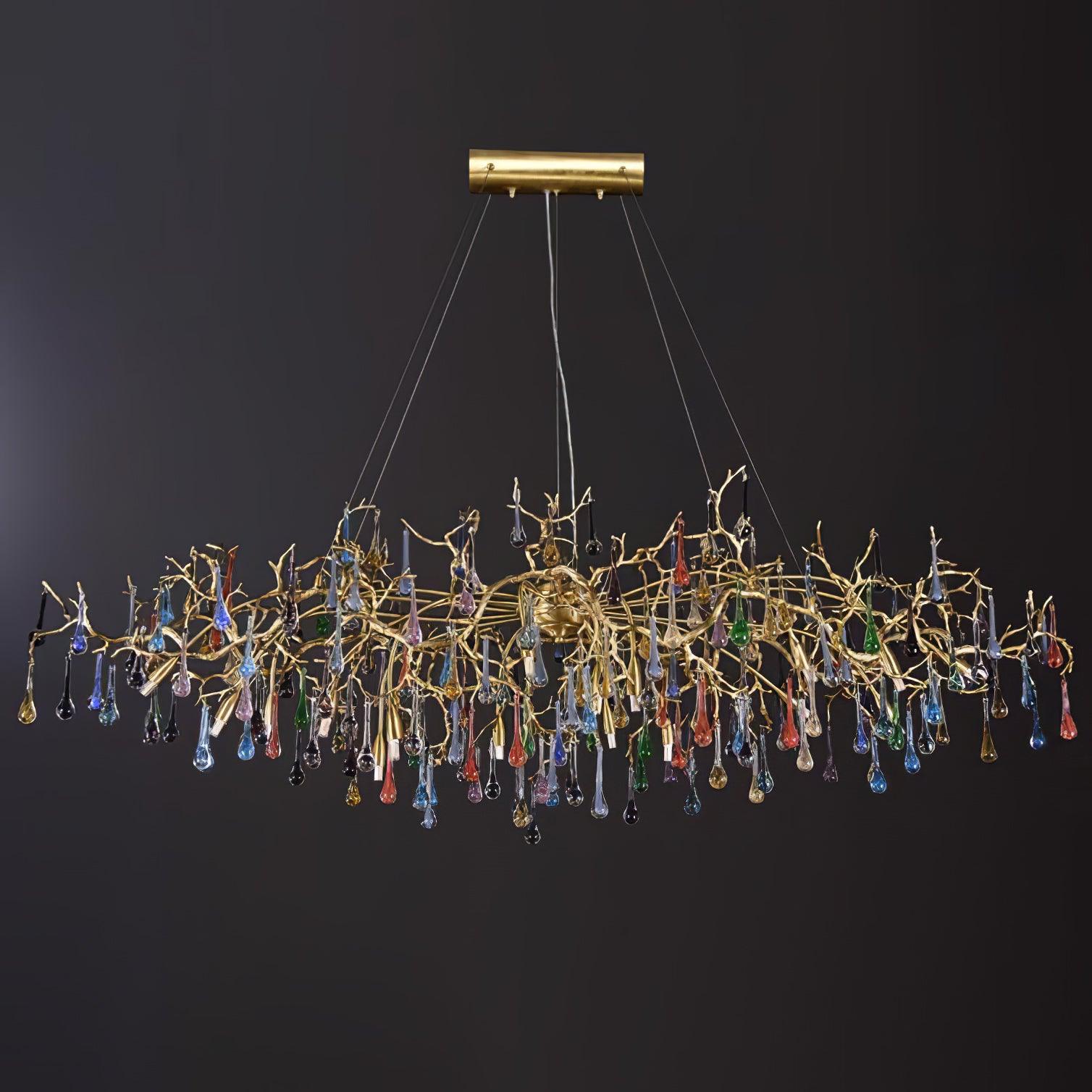 Sytheir Bunter Regentropfenzweig-Kristall-Kronleuchter aus Messing-Letslighting