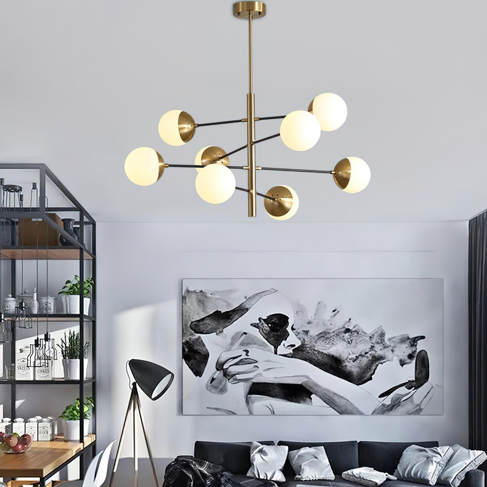 Ultra Modern Minimalist Brass Metal Glass Chandelier - Letslighting