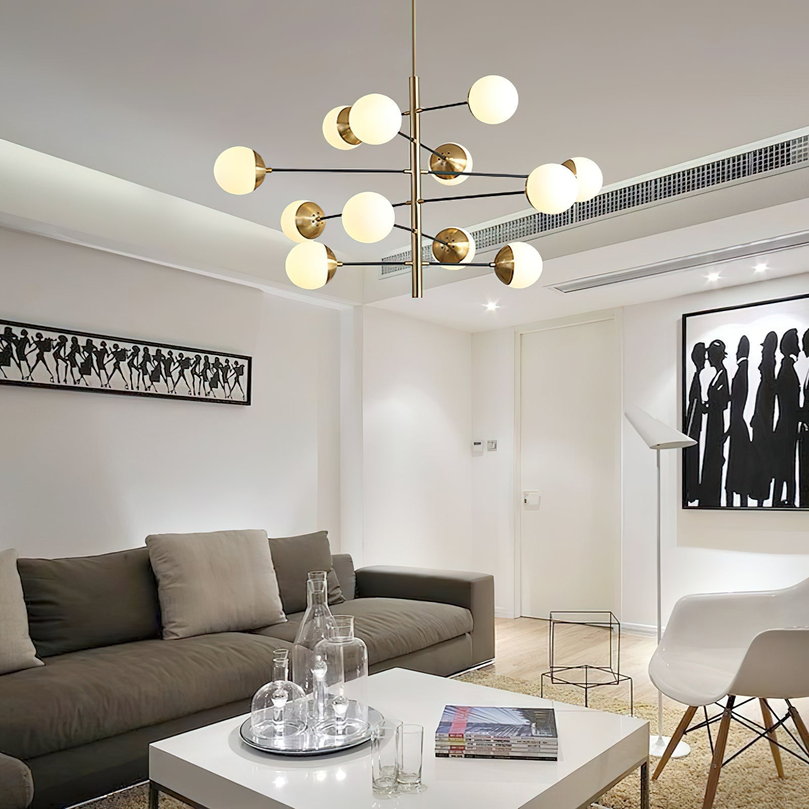 Ultra Modern Minimalist Brass Metal Glass Chandelier - Letslighting