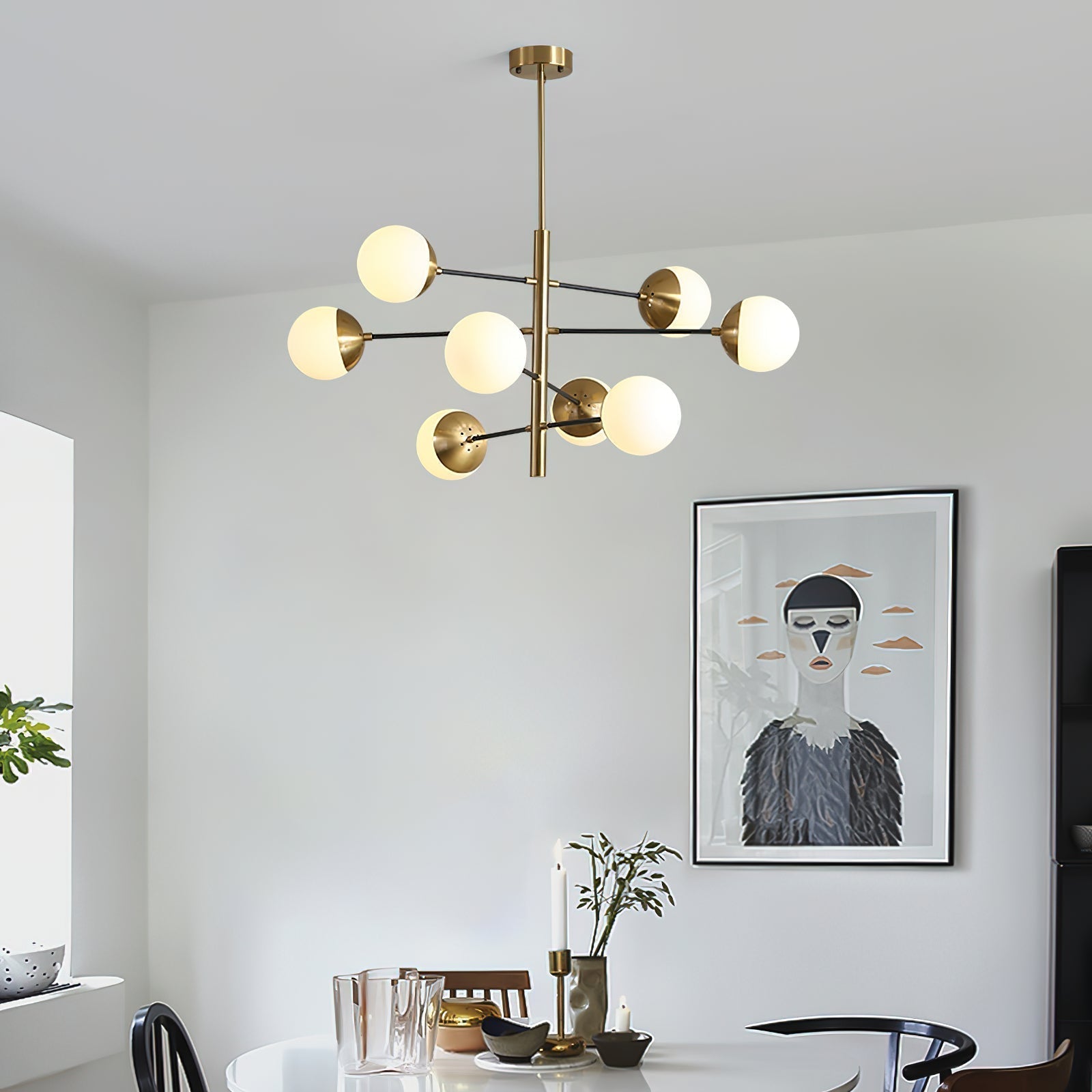 Ultra Modern Minimalist Brass Metal Glass Chandelier - Letslighting