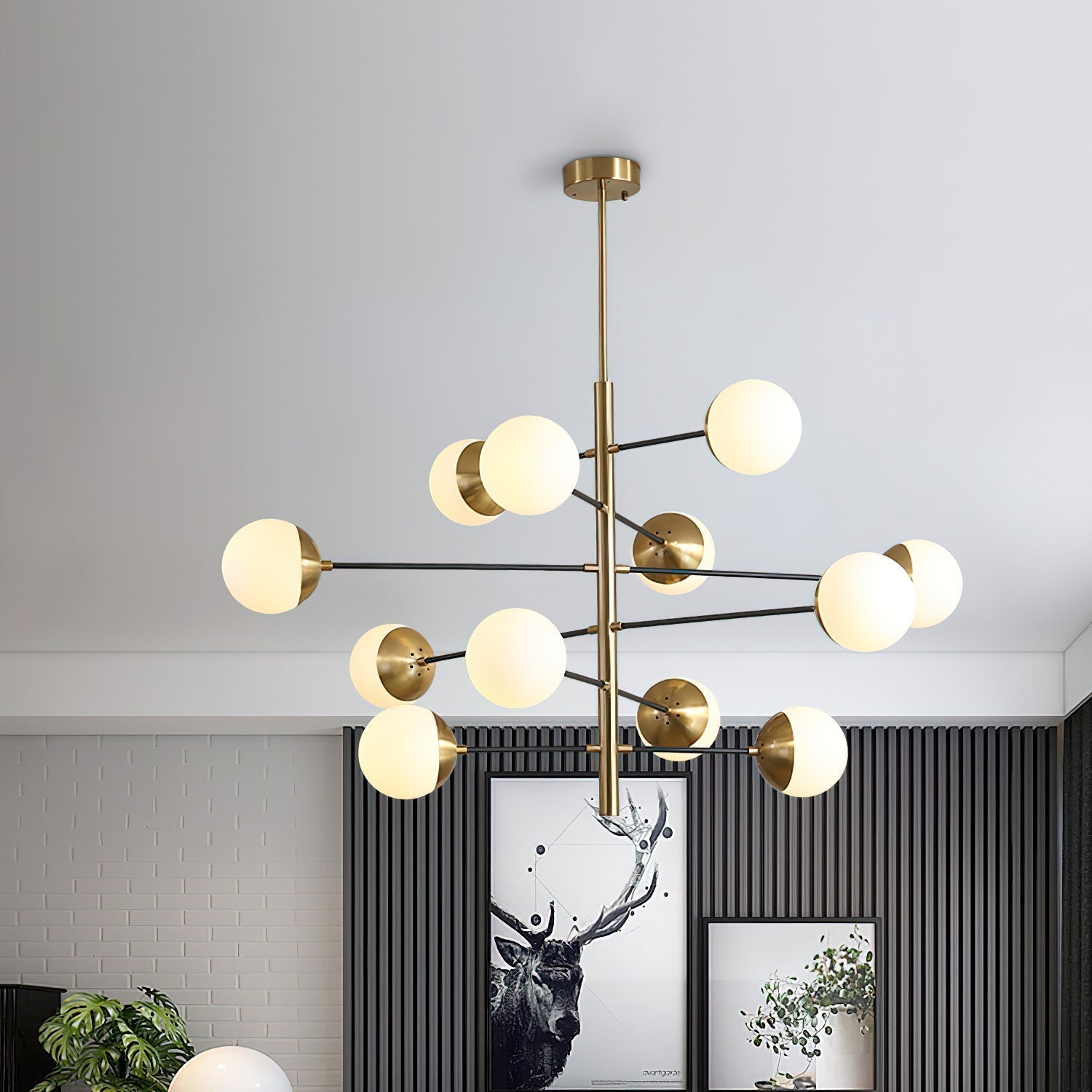 Ultra Modern Minimalist Brass Metal Glass Chandelier - Letslighting