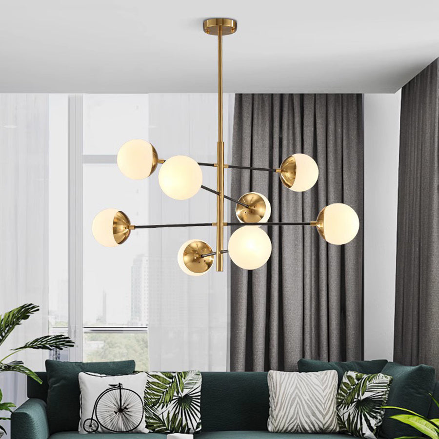 Ultra Modern Minimalist Brass Metal Glass Chandelier - Letslighting