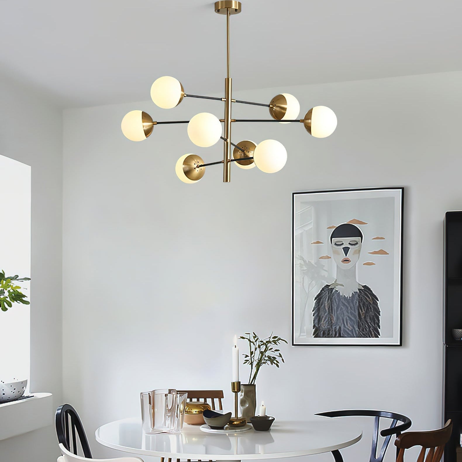 Ultra Modern Minimalist Brass Metal Glass Chandelier - Letslighting