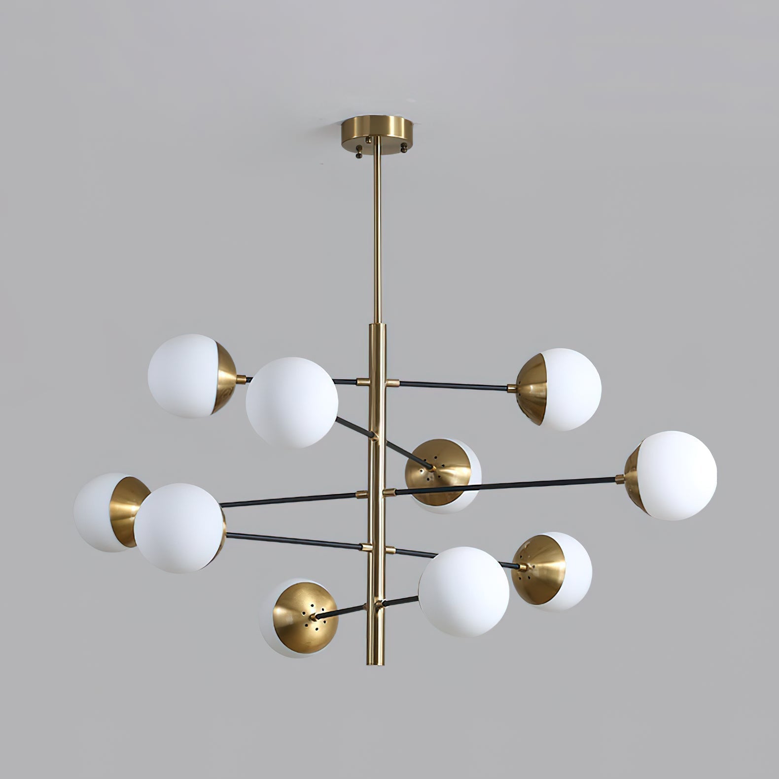 Ultra Modern Minimalist Brass Metal Glass Chandelier - Letslighting