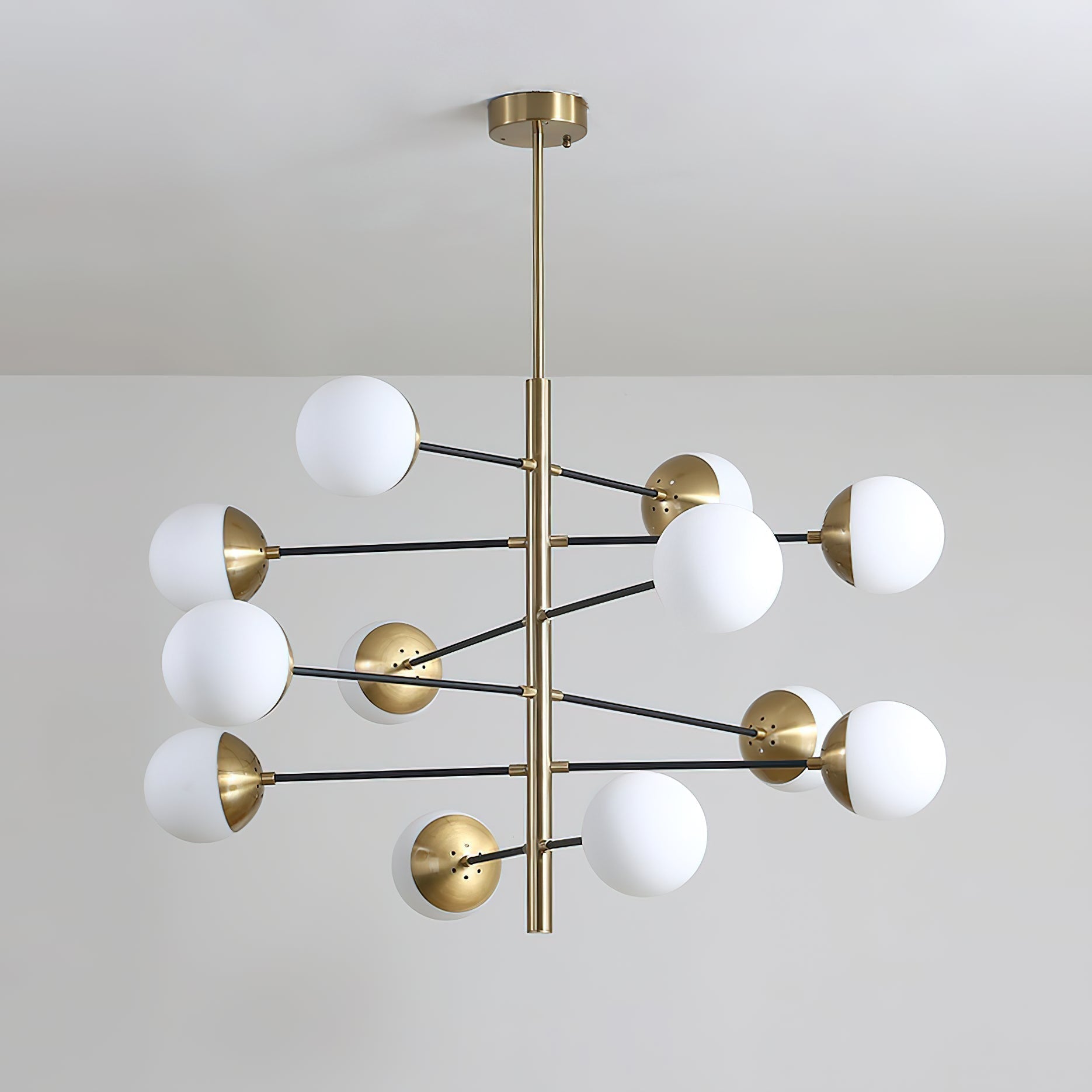 Ultra Modern Minimalist Brass Metal Glass Chandelier - Letslighting
