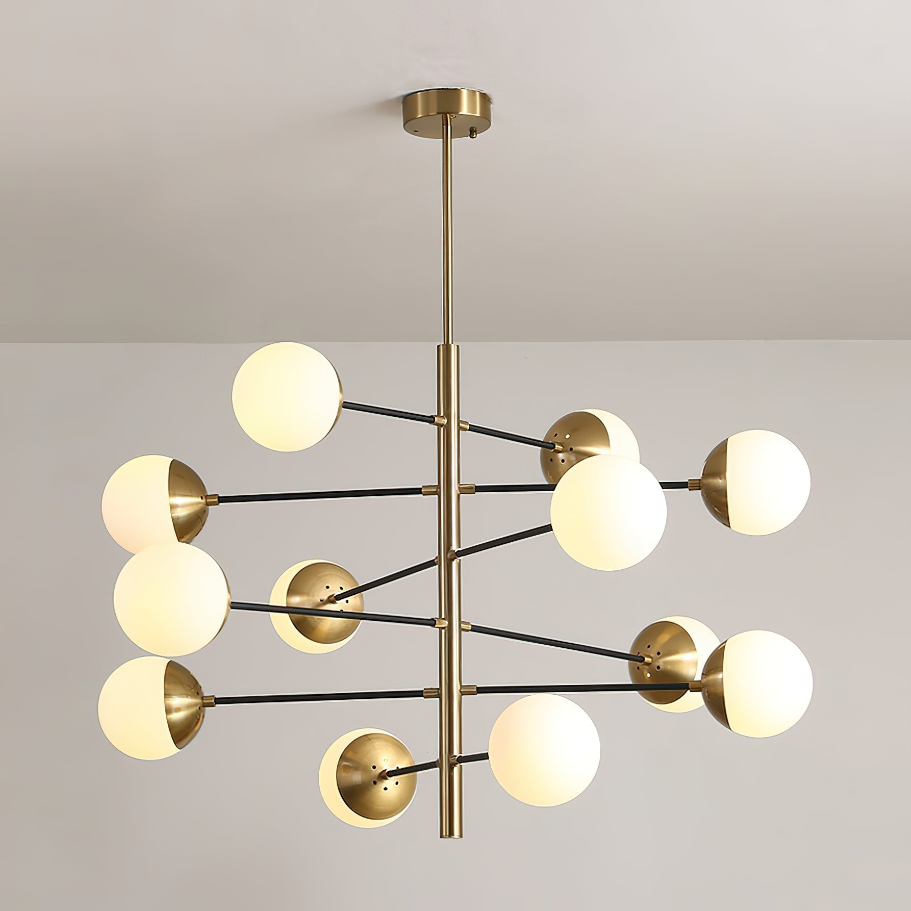 Ultra Modern Minimalist Brass Metal Glass Chandelier - Letslighting