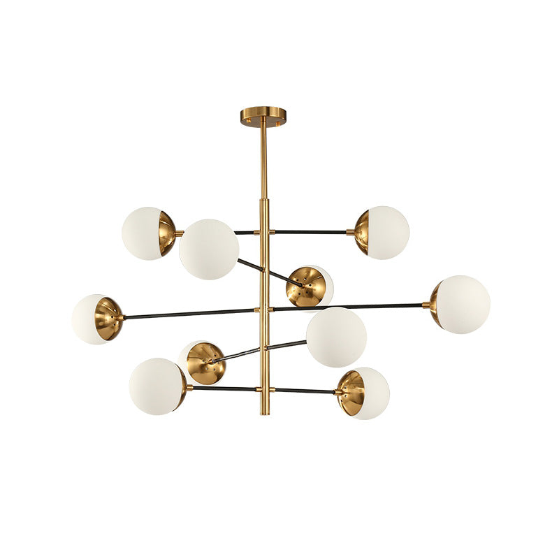 Ultra Modern Minimalist Brass Metal Glass Chandelier - Letslighting