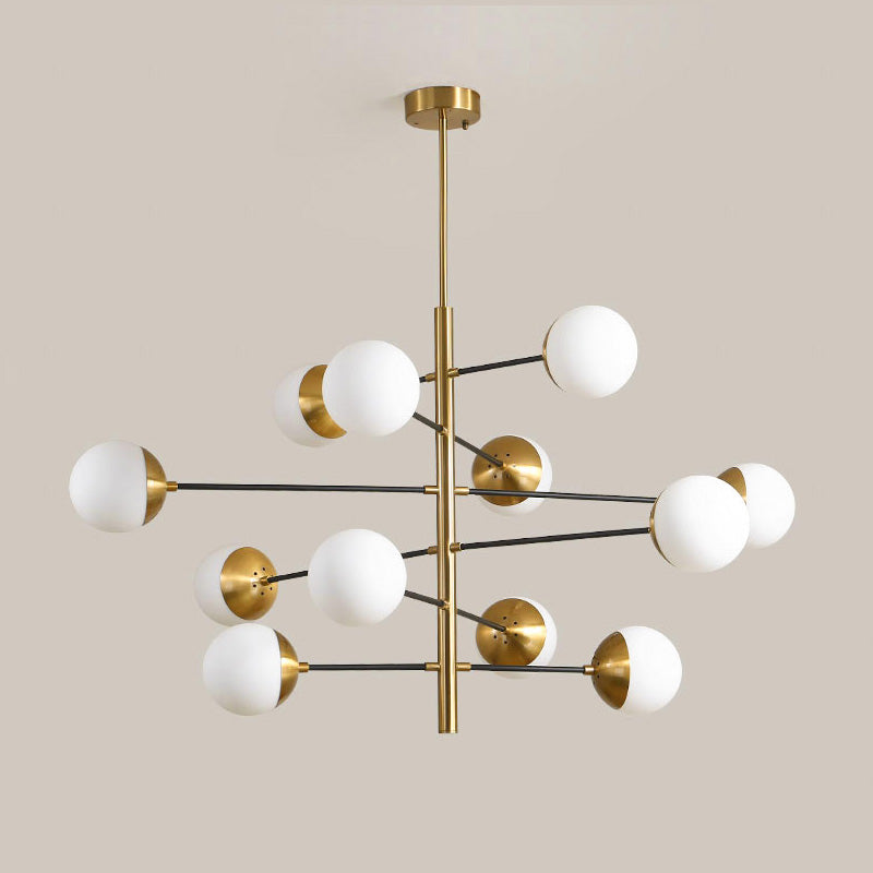 Ultra Modern Minimalist Brass Metal Glass Chandelier - Letslighting