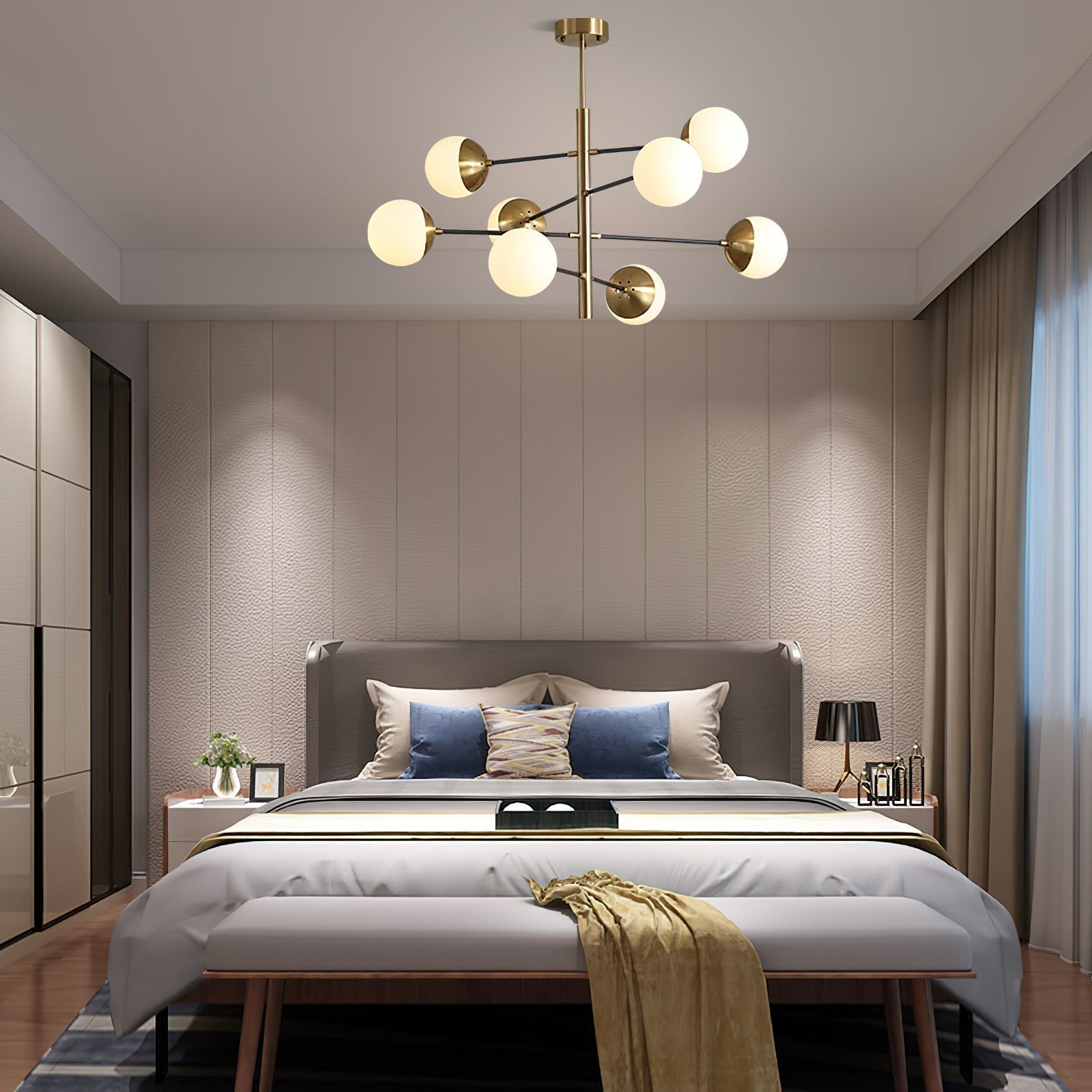 Ultra Modern Minimalist Brass Metal Glass Chandelier - Letslighting
