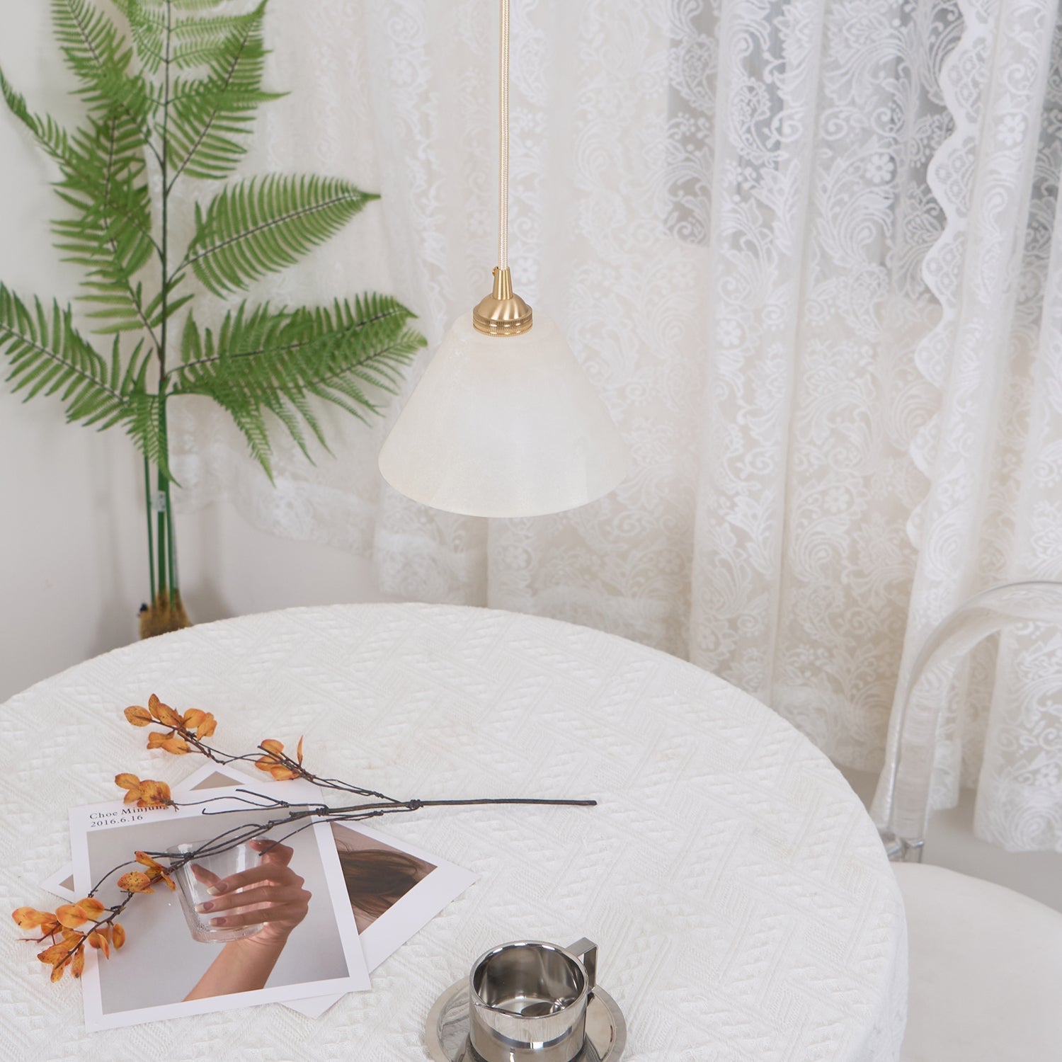 Liora Minimalist Alabaster Pendant Light - Blowlighting